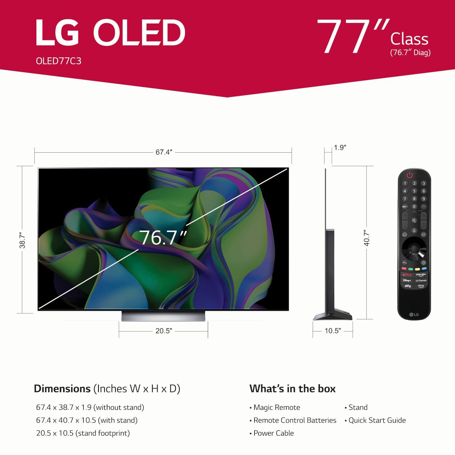 LG C3 Series 77-Inch OLED evo Smart TV OLED77C3PUA, Alexa Built-in, 4K, Class, 2023, AI-Powered - Image 2
