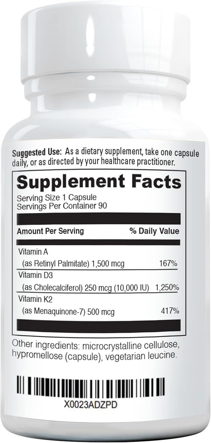 NatureGenX ADK10 – ADK Vitamin Supplement | High Potency Vitamins A, D3 (10,000 IU) & K2 MK-7 for Bone, Heart & Immune Health | 90 Tiny Capsules | 3 Month Supply | Non-GMO, Gluten Free - Image 8