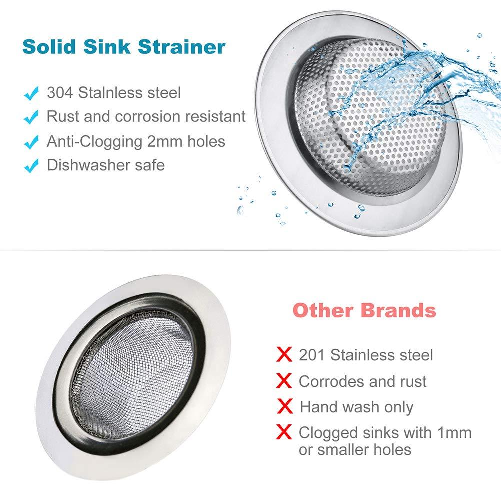 Kitchen Sink Drain Strainer 6 Pack Stainless Steel Sink Stopper, Anti-Clogging Kitchen Sink Drain Basket for Kitchen Sink Strainer Replacement Set - Image 3
