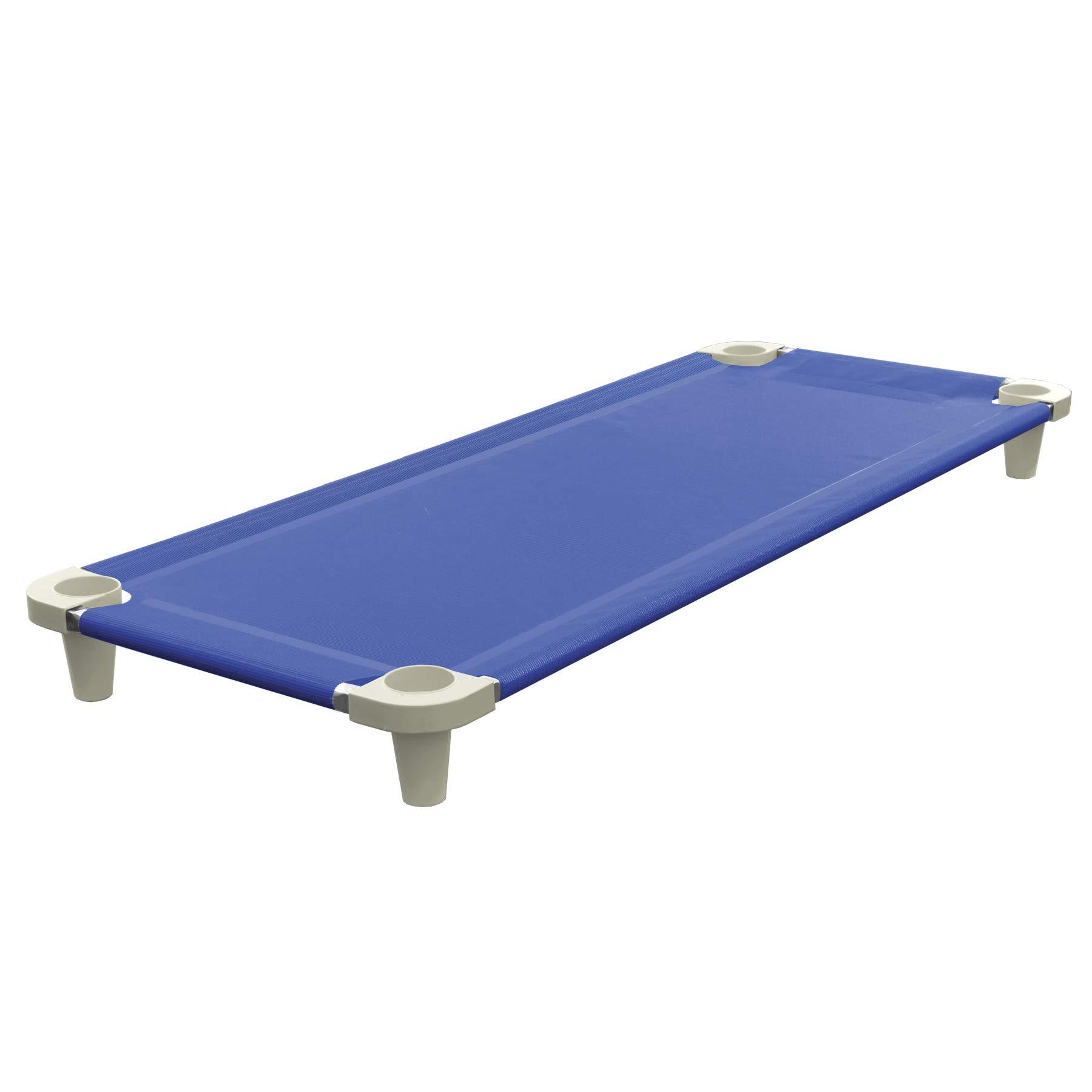 Acrimet Nap Cot for Kids, PortableToddler Child Bed, Stackable 52" L (Stainless Steel Tubes) (Blue Breathable Mesh Fabric - Gray Feet) (5 Pack) - Image 7