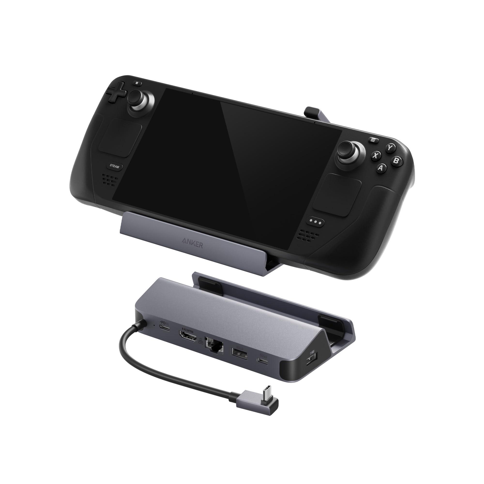 Anker Steam Deck Dock, Docking Station for Steam Deck (OLED)/ROG Ally/Legion Go(Not for Rog Ally X), 6-in-1 USB C Hub with HDMI 4K@60Hz, 1Gbps Ethernet, 2 USB-A and 1 USB-C Port, 100W Fast Charging