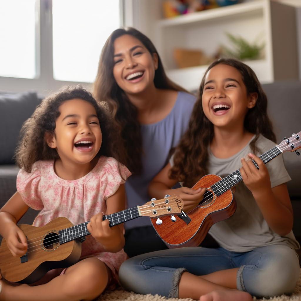 Ranch Concert Ukulele 23 inch Solid Top Ukelele Kit Professional Small Hawaiian Guitar Ukalalee Starter Pack Bundle Gig bag, Tuner, Strap, Aquila String Set, 12 Online Lessons - Glossy - Image 5