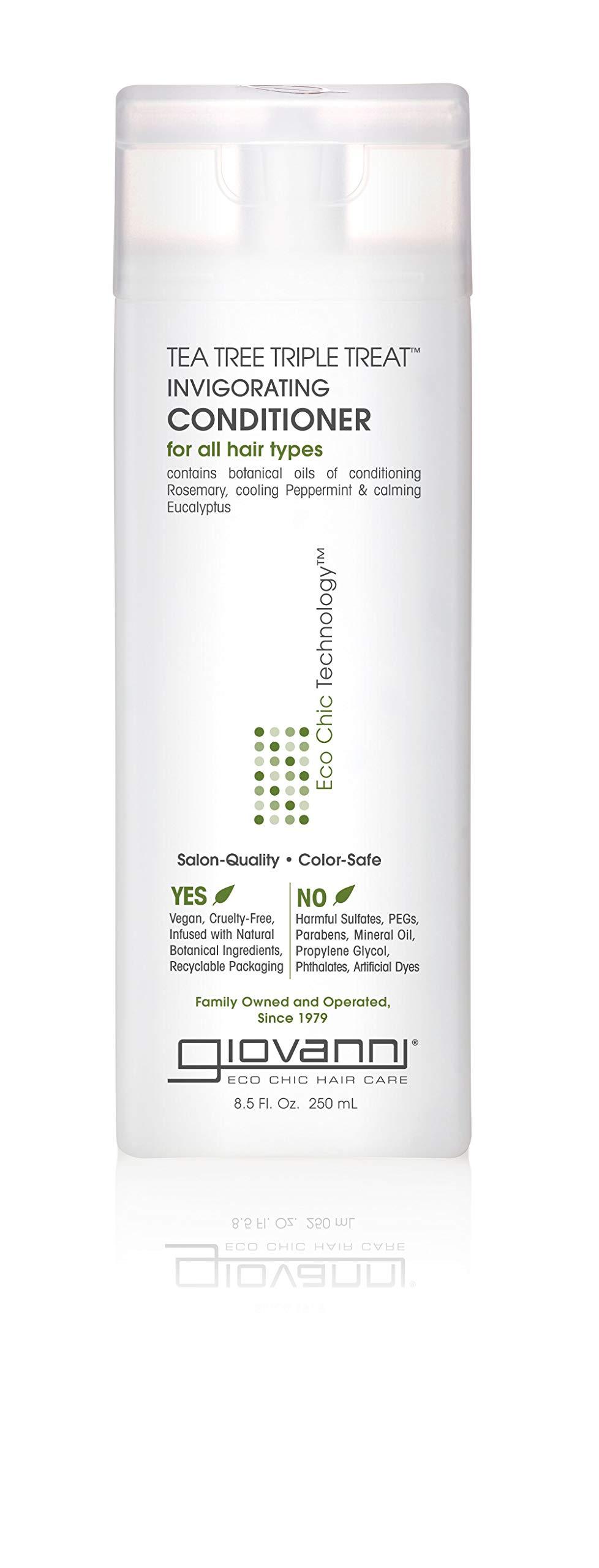 GIOVANNI Tea Tree Triple Treat Invigorating Conditioner, 8.5 oz. - Cooling Peppermint, Eucalyptus, Rosemary, Helps Dry Flaking Scalp, Lauryl and Laureth Sulfate Free, Paraben Free