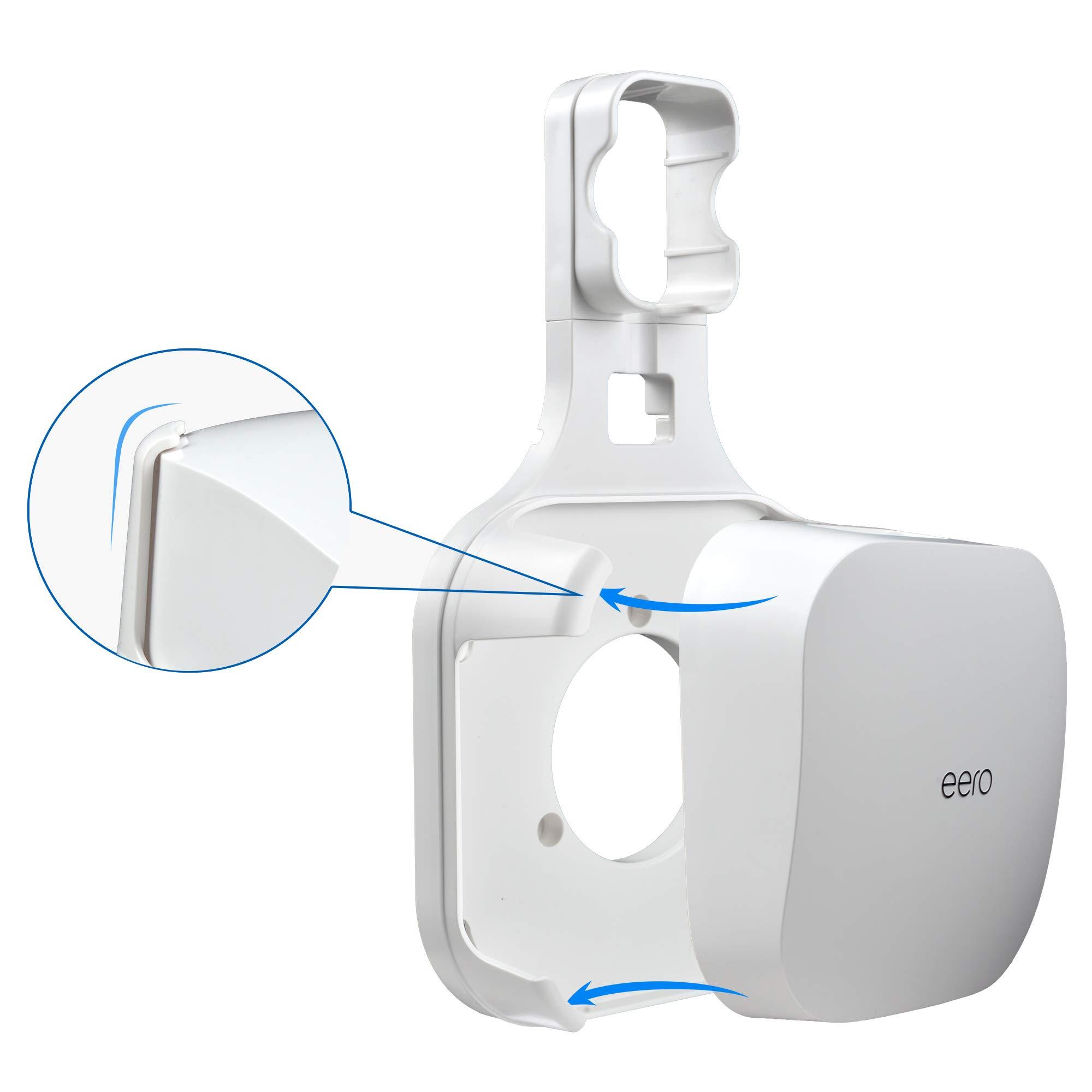 PETIMETI Wall Mount Holder for EERO Pro 6 Mesh WiFi System, Space Saving Outlet Wall Mount Bracket for EERO Pro 6 Router with Cord Management and Easily Moved(3 Pack) - Image 4