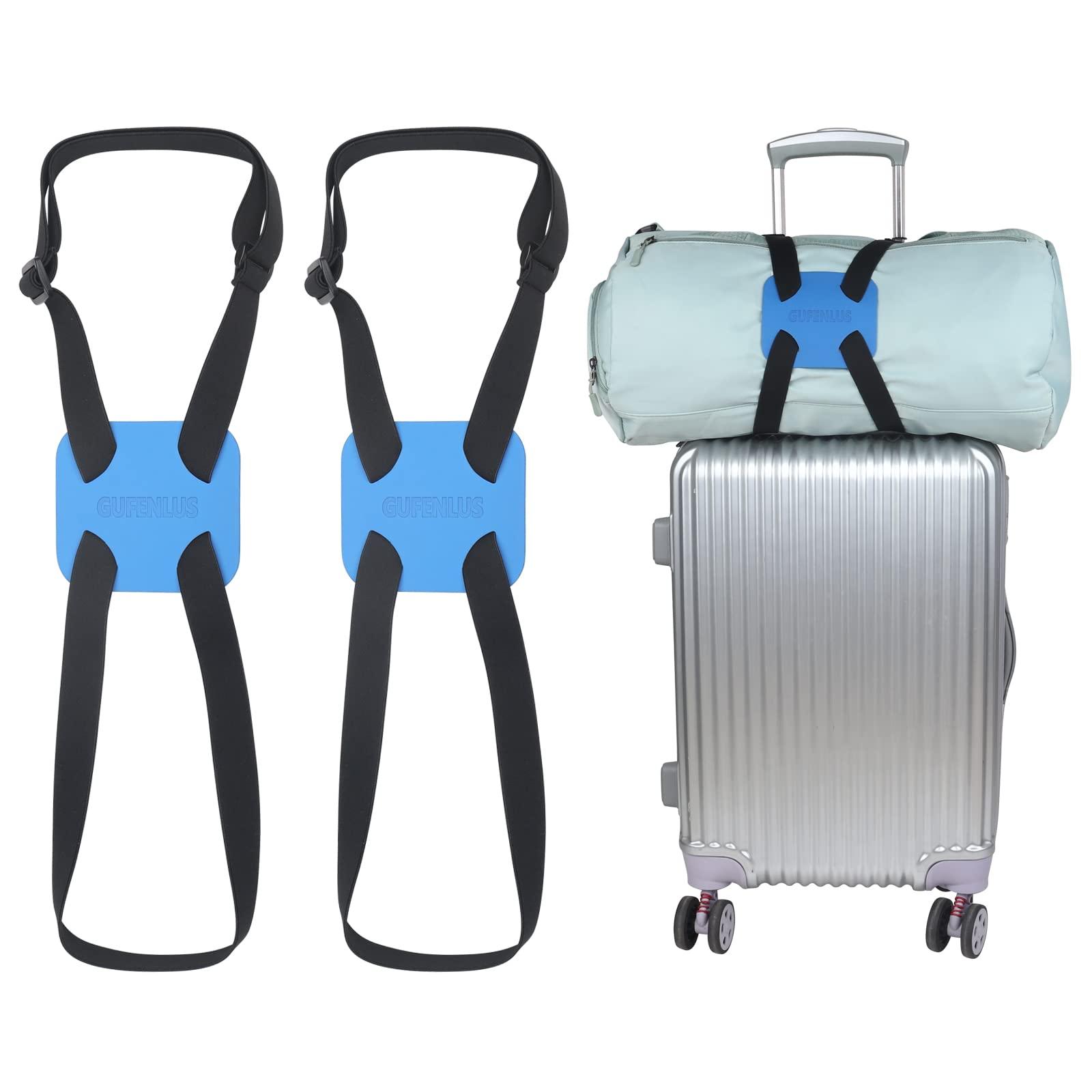 Luggage Straps Bag Bungees for Add a Bag Easy to Travel Suitcase Elastic Strap Belt- 2 Pack (Blue-2)
