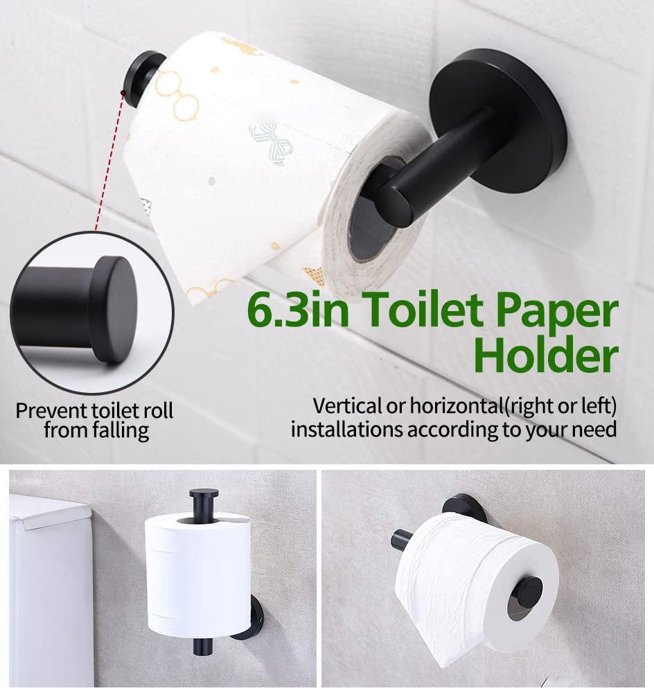 5/10/20pcs Bathroom Hardware Set, Including 16" Hand Towel Bars, Toilet Paper Holders, Towel Rings, Robe Towel Hooks (10pcs 16" Black) - Image 6