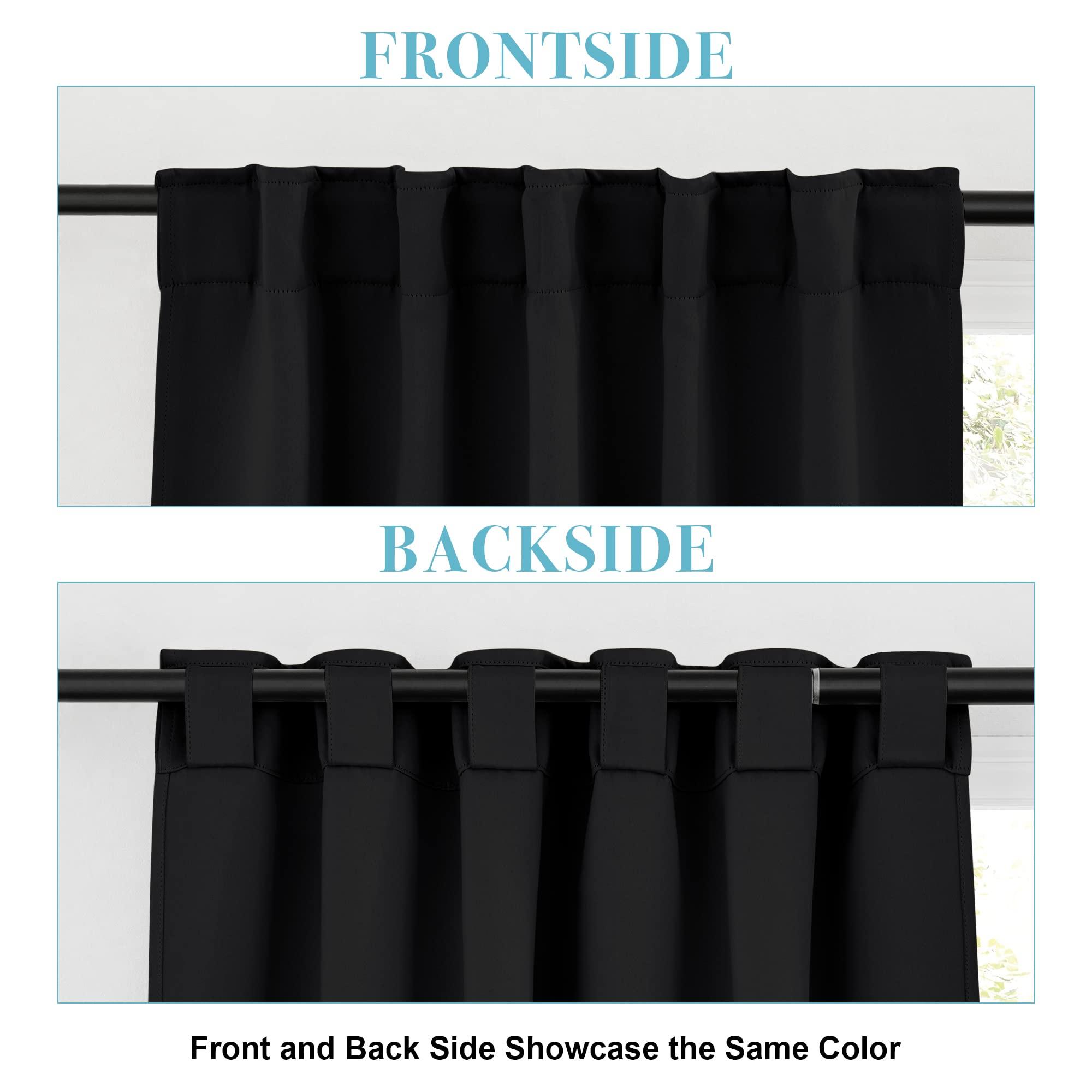 RYB HOME Bedroom Blackout Curtains - Small Window Treatment Set Energy Saving Thermal Insulated Drapes for Living Room/Nursery/Kitchen, 42-inch Wide x 45-inch Long, Black, 2 Panels - Image 3