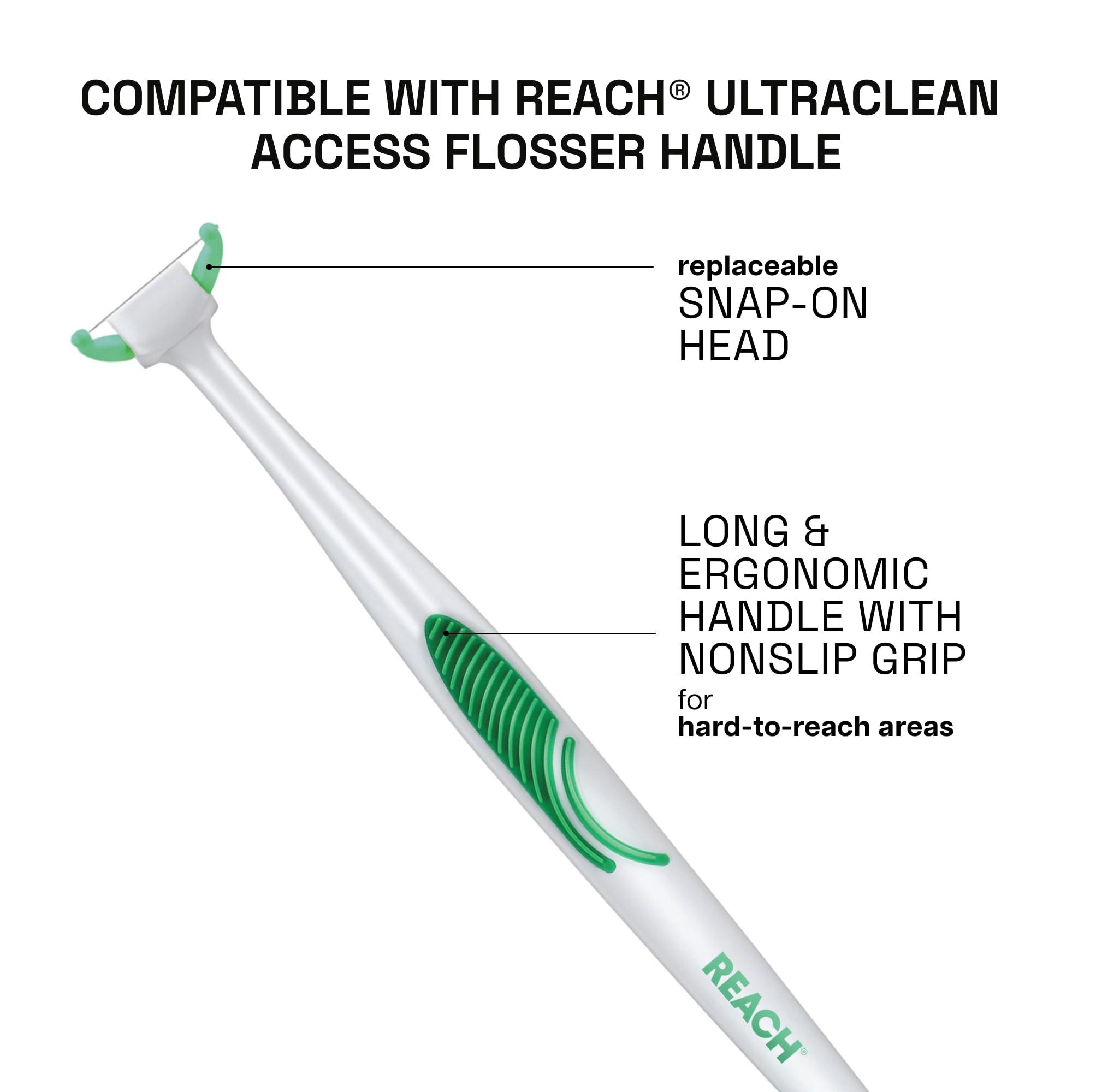 REACH Ultraclean Access Flosser Refill Heads, Mint, Plaque Remover for Teeth, Shred Resistant, for Hard to Reach Areas, Oral Care, PFAS Free, for Adults & Kids, 1 Pack, 28 Count - Image 4