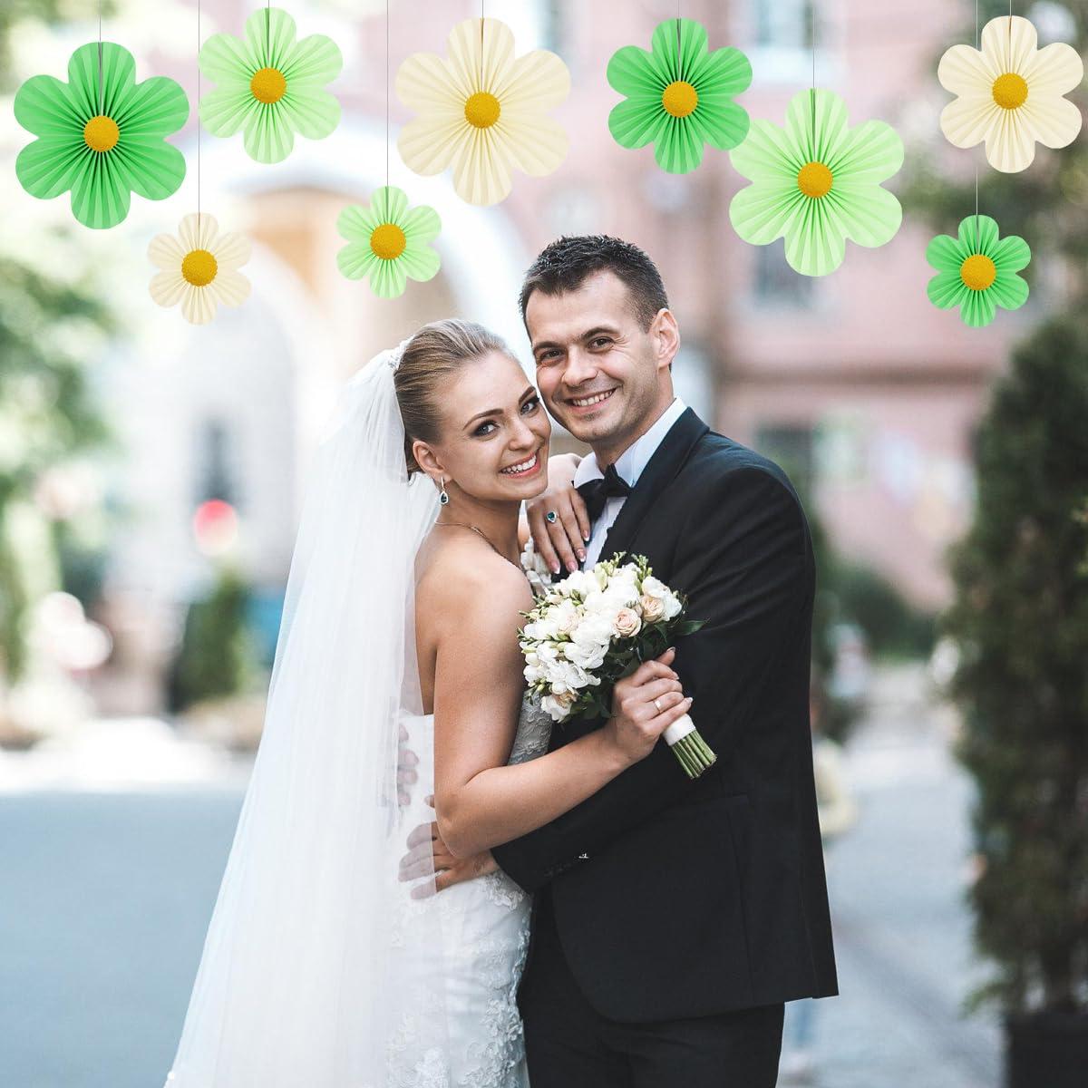 Yuxiou Green Party Decorations Paper Flowers Decorations for Wall Classroom Paper Fans Floral Backdrop Flower Wall Decor Pack of 9 Green - Image 6