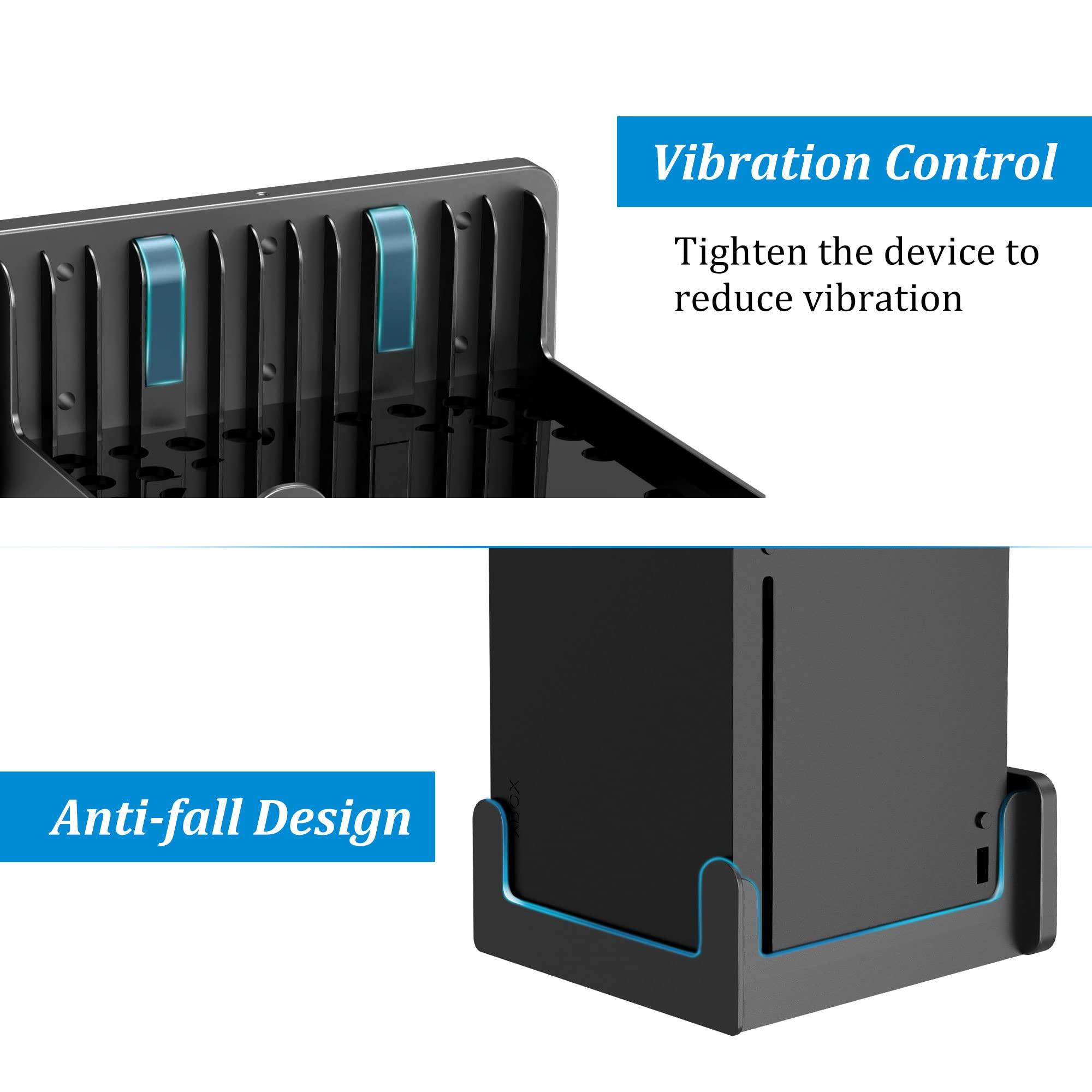 PlusAcc Wall Mount for Xbox Series X - Hanging Wall Stand Shelf Holder for Xbox X Gaming Console, Vertical Bracket Accessories with Cooling Ventilation Design, Open Port Access (Black) - Image 5