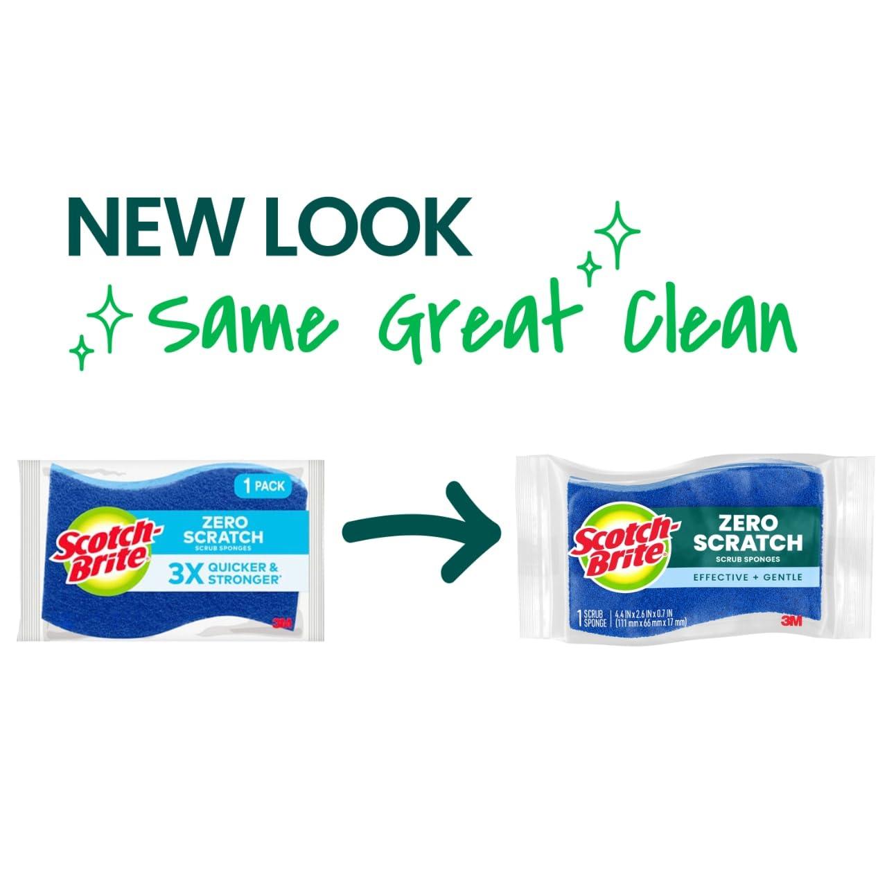 Scotch-Brite Zero Scratch Scrub Sponge, 9 Kitchen Sponges for Cleaning Around the Home, Bathroom & More, Effective + Gentle Dish Scrubber, Best for Nonstick Pots and Pans, Safe on Most Surfaces - Image 2