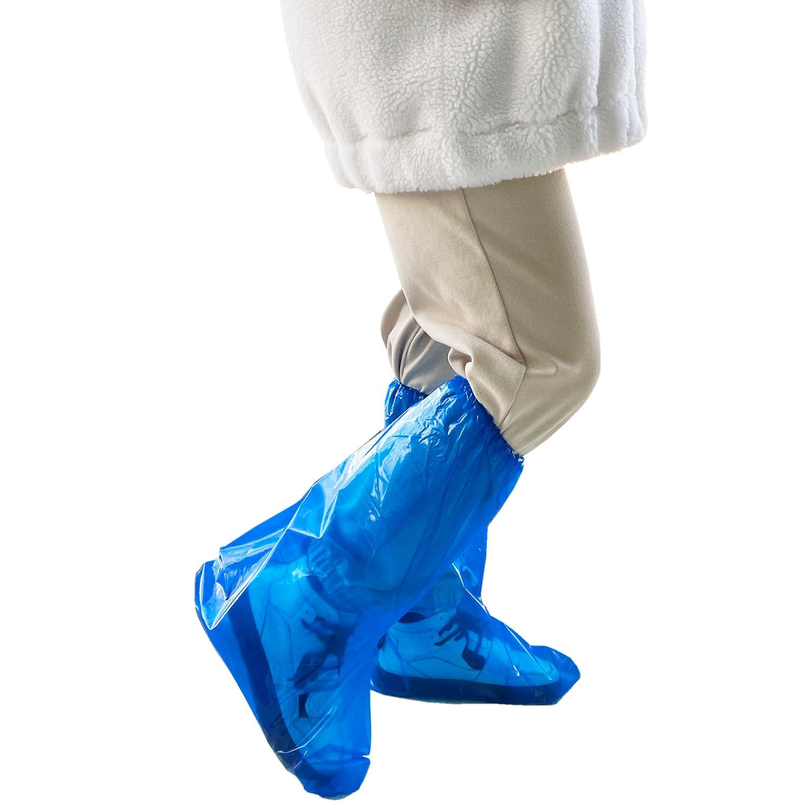 Yuzrbu 50 Pcs (25 Pairs) Disposable Thicken Boot and Shoe Covers 19 inch Tall Extra Large Waterproof Anti-Slip Overshoe - Image 4