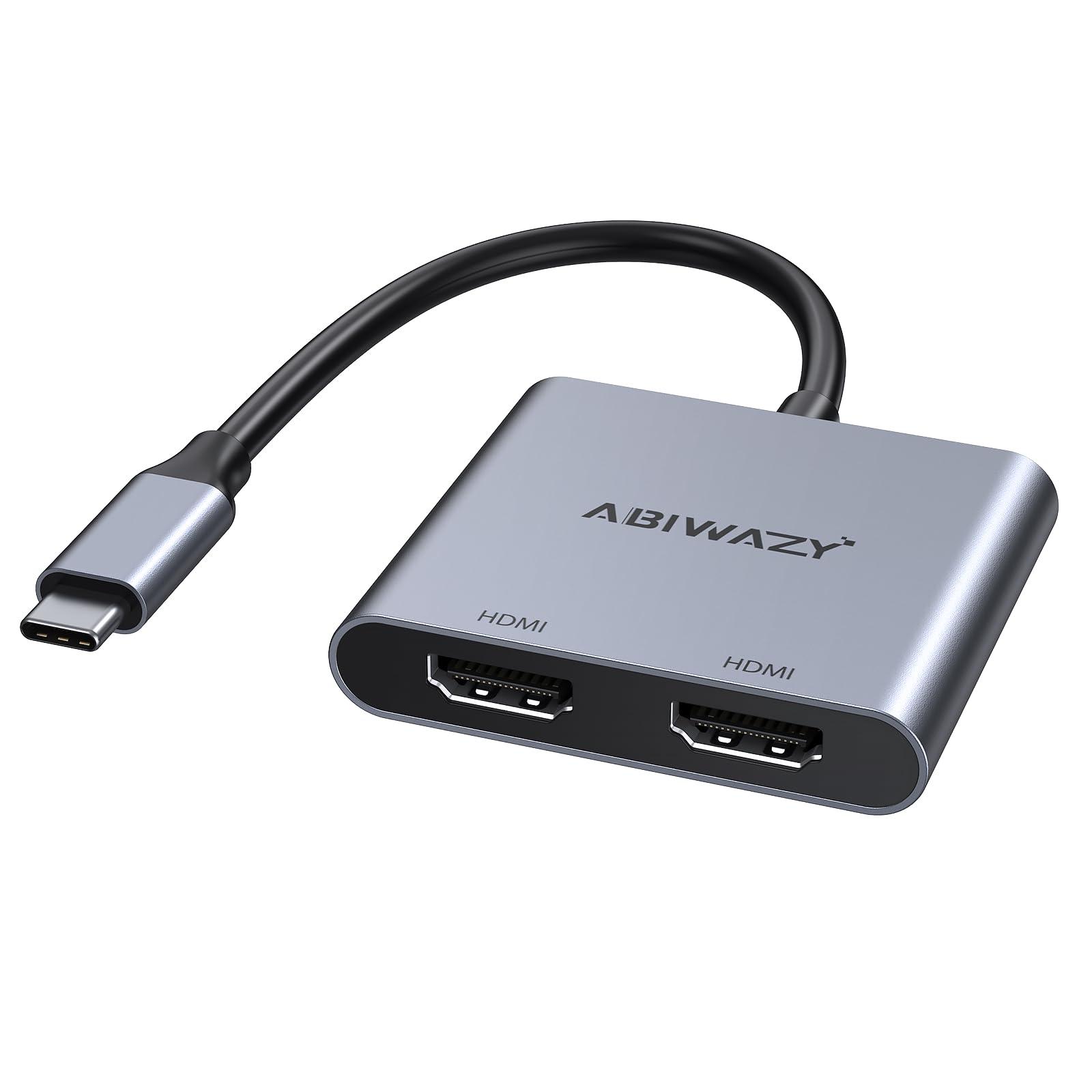 USB C to Dual HDMI Adapter 4K@60Hz,HDMI Splitter for Dual Monitors Extend Display, USB C HUB Multi Monitor Adapter to 2HDMI Ports Converter for Dell XPS 13/15/17, HP, Lenovo, Surface Type C Laptop