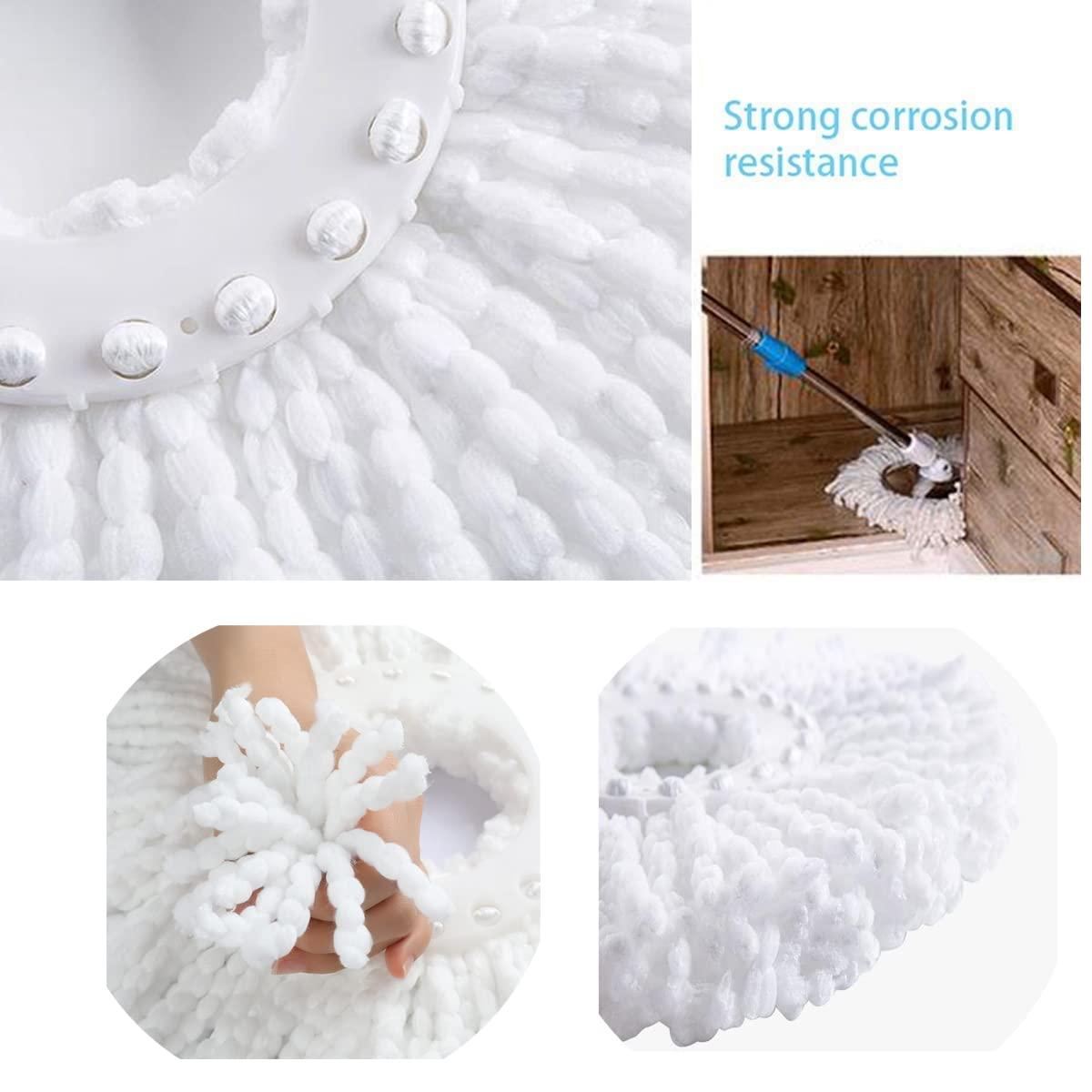 5 PCS Microfiber Replacement Mop Head Spin Mop Head Replacement 5-Pack, Microfiber Refill Heads Universal for 360 Spin Magic Mopping, Round Shape Standard Size White - Image 5