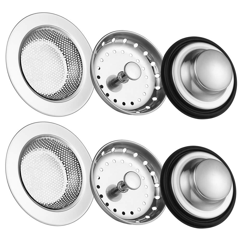 Kitchen Sink Drain Strainer 6 Pack Stainless Steel Sink Stopper, Anti-Clogging Kitchen Sink Drain Basket for Kitchen Sink Strainer Replacement Set