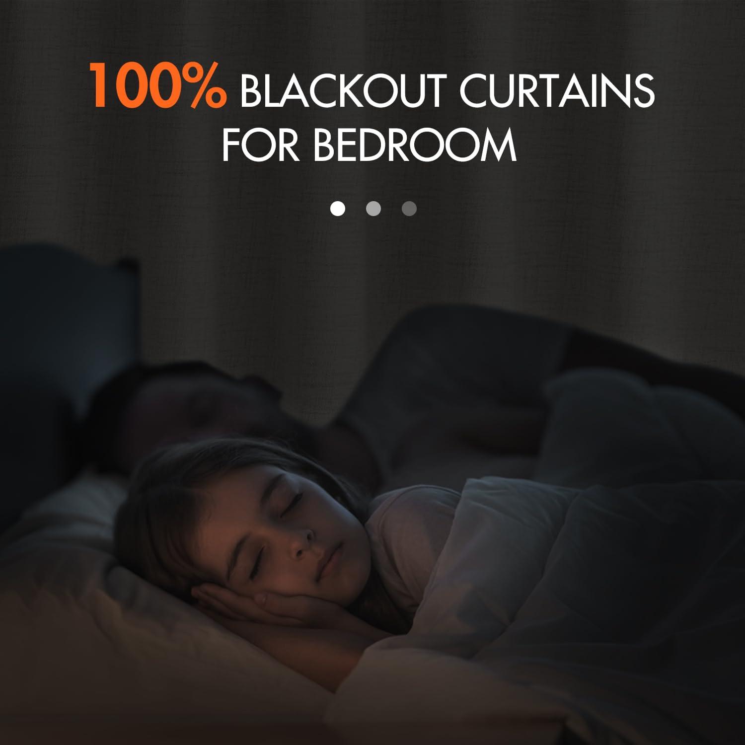 MIULEE 100% Blackout Curtains 90 inches Long Linen Curtains & Drapes for Bedroom Back Tab Living Room Darkening Full Black Out Window Curtain Panels Rod Pocket, Beige, 2 Panels Set - Image 3