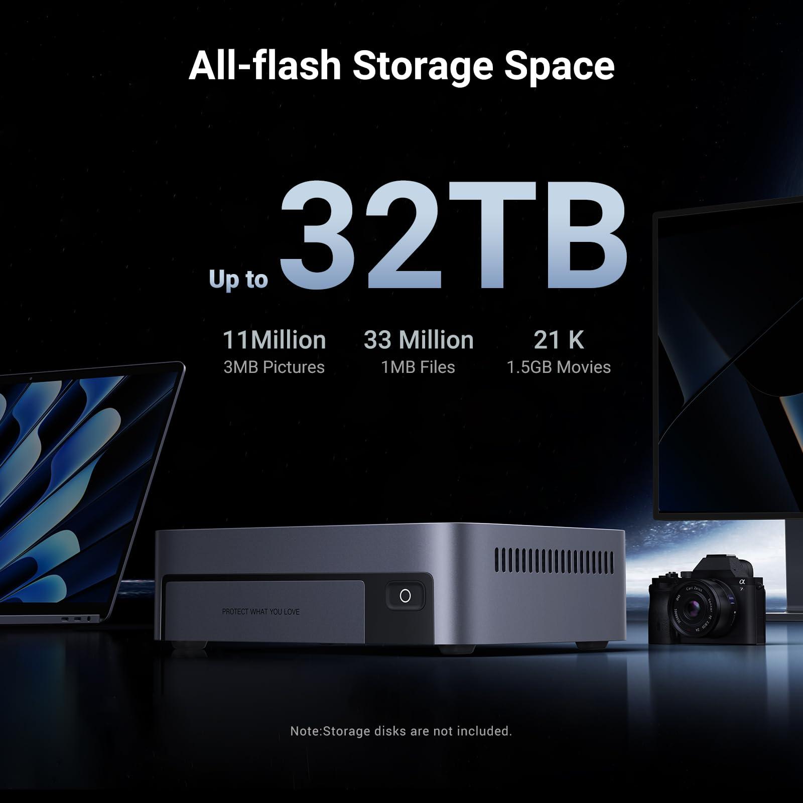 UGREEN NASync DXP480T Plus 4 Bay All-Flash SSD NAS, Intel i5 1235u 10-Core CPU, 8GB DDR5 RAM, 128G SSD, 10GbE Port, Wi-Fi 6, 4 * M.2 NVMe Slots, 8K HDMI, 2 * TBT4, Network Attached Storage (Diskless) - Image 4