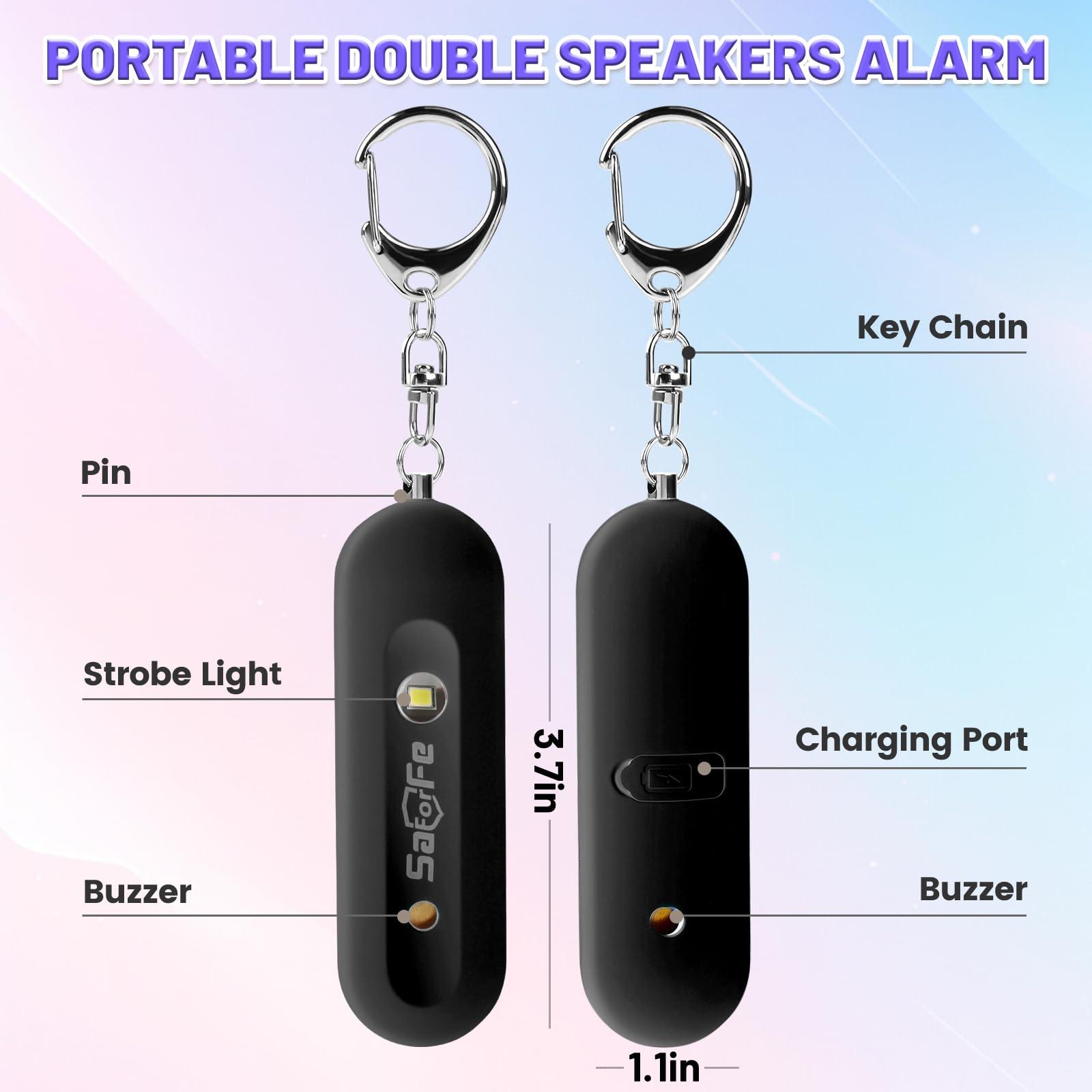 Rechargeable Personal Safety Alarm for Women - 140dB Self-Defense Security Alarm Keychain with Strobe Light, Emergency Security Alert Devices for Women Girls Kids Elderly (Black) - Image 2