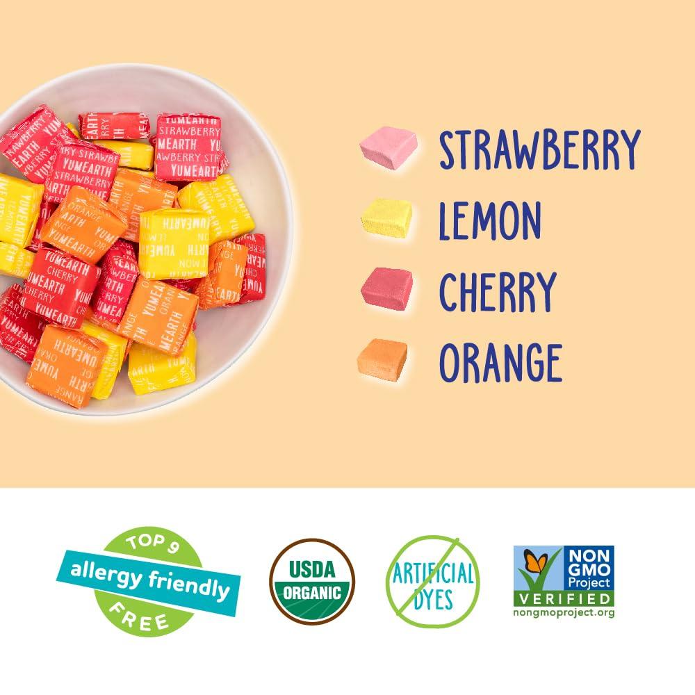 YumEarth Organic Chewys Fruit Flavored Candy Chews - Allergy Friendly, Gluten Free, Non-GMO, Vegan, No Artificial Flavors or Dyes - Assorted Flavors, 7.5 oz. - Image 4
