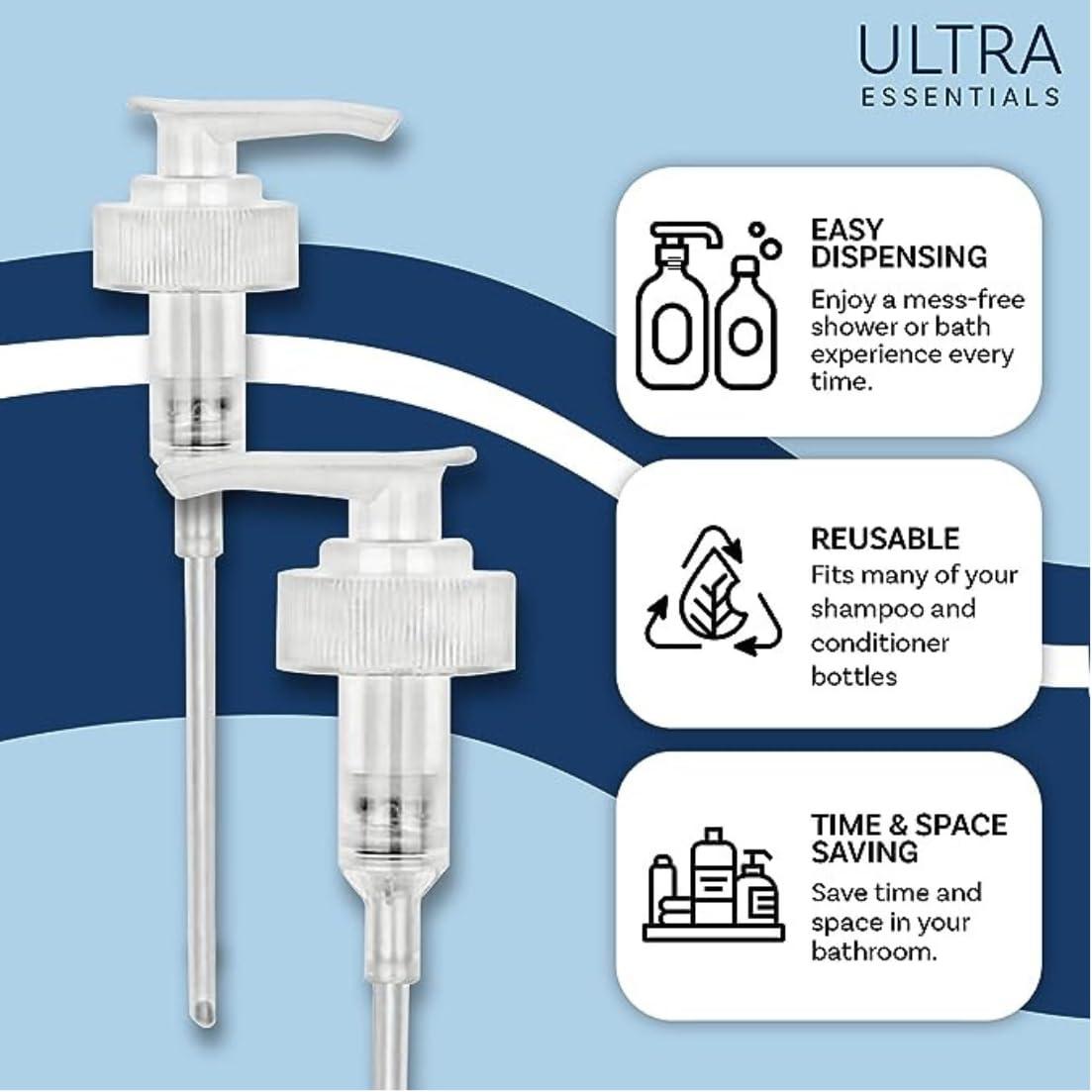 Dispenser Pumps Compatible with Olaplex No. 4 Fine Hair Shampoo, No. 5 Fine Hair Conditioner 8.5oz/250ml & No. 3 Hair Perfector 3.3oz, Three White Pumps Only, by Ultra Essentials (No.3, No.4 & No.5) - Image 6