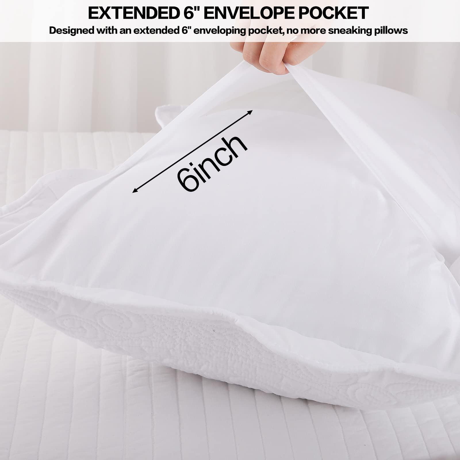 BOSOWOS Pillow Shams Standard Size Set of 2, Ultra Soft Breathable Quilted Pillow Cases 20 x 26 inches for Sleeping, Decorative Microfiber Bed Pillowcases Easy Care, White - Image 3