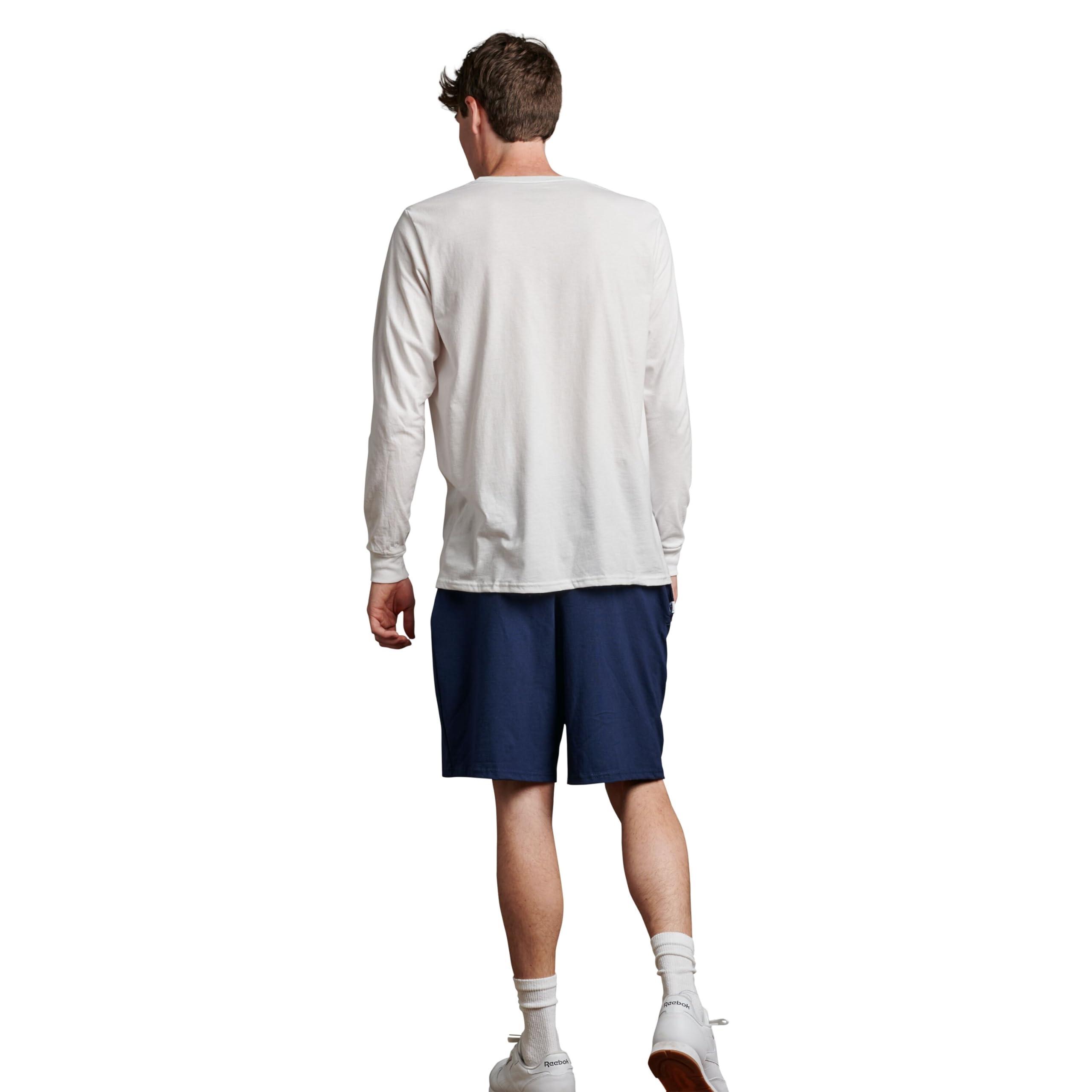 Russell Athletic Men's Relaxed Fit 9" Cotton Shorts with Pockets, Adjustable Elastic Waist, Sizes S-4X - Image 3