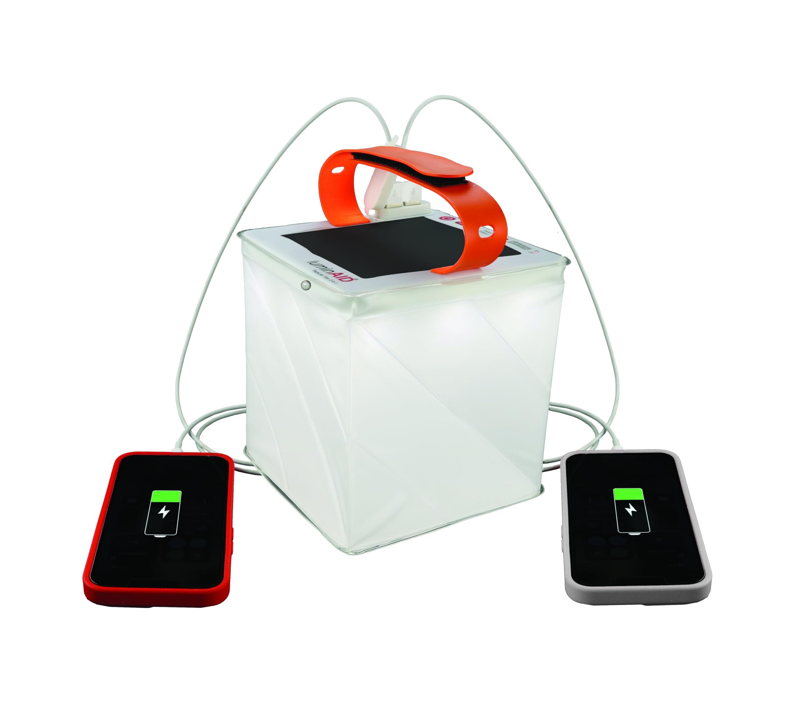 LuminAID Survivor Solar Lantern with Dual Phone Charger - Inflatable LED Lamp for Camping, Hiking and Travel - Emergency Light for Power Outages, Hurricane, Survival Kits