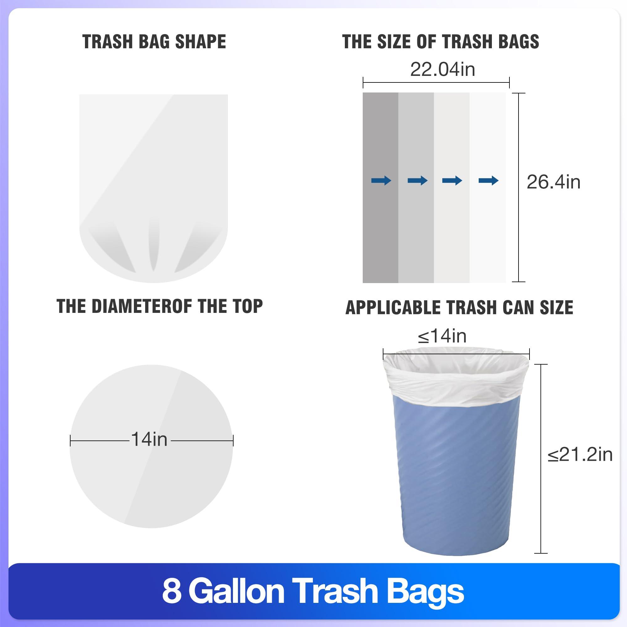 Charmount 8 Gallon Trash Bags, 110 Count Medium Garbage Bags Trash Can Liners for Bathroom Kitchen Office, Clear, Unscented - Image 2