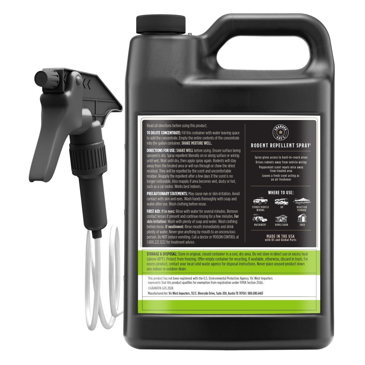 Grandpa Gus's Rodent Repellent Spray with Sprayer, Natural Peppermint & Cinnamon Oils Repel Mice and Stop Rats, 1 Gallon (Pack of 1) - Image 7