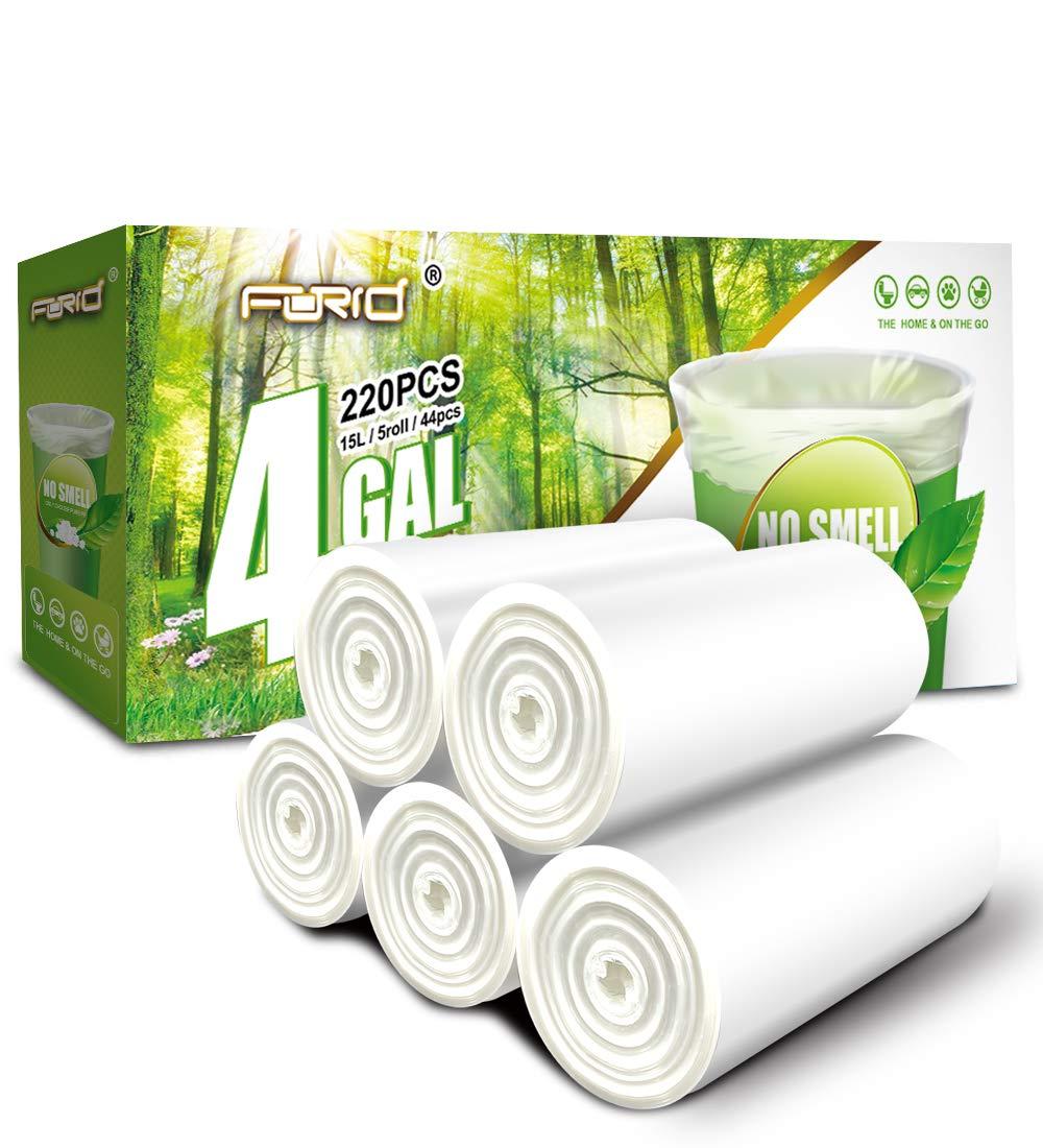 FORID Clear Small Trash Bags - 4 Gallon Garbage Bags Wastebasket Bin Liners 220 Count Plastic Trash Bags for Bathroom Bedroom Office Trash Can - Durable & Thick Trash Bag Can Liners
