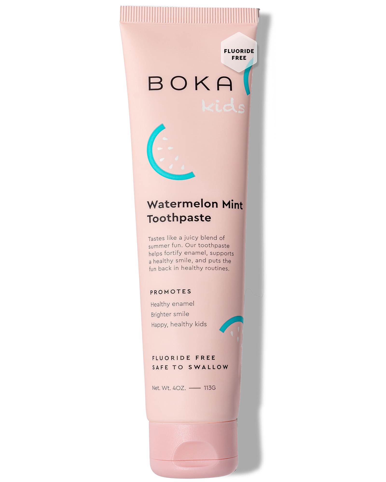Boka Fluoride Free Toothpaste Nano Hydroxyapatite, Helps Remineralize, Appropriate for Sensitive Teeth, Whitening - for Adult, Kids Oral Care - Watermelon Mint Flavor, 4oz 1Pk - US Manufactured