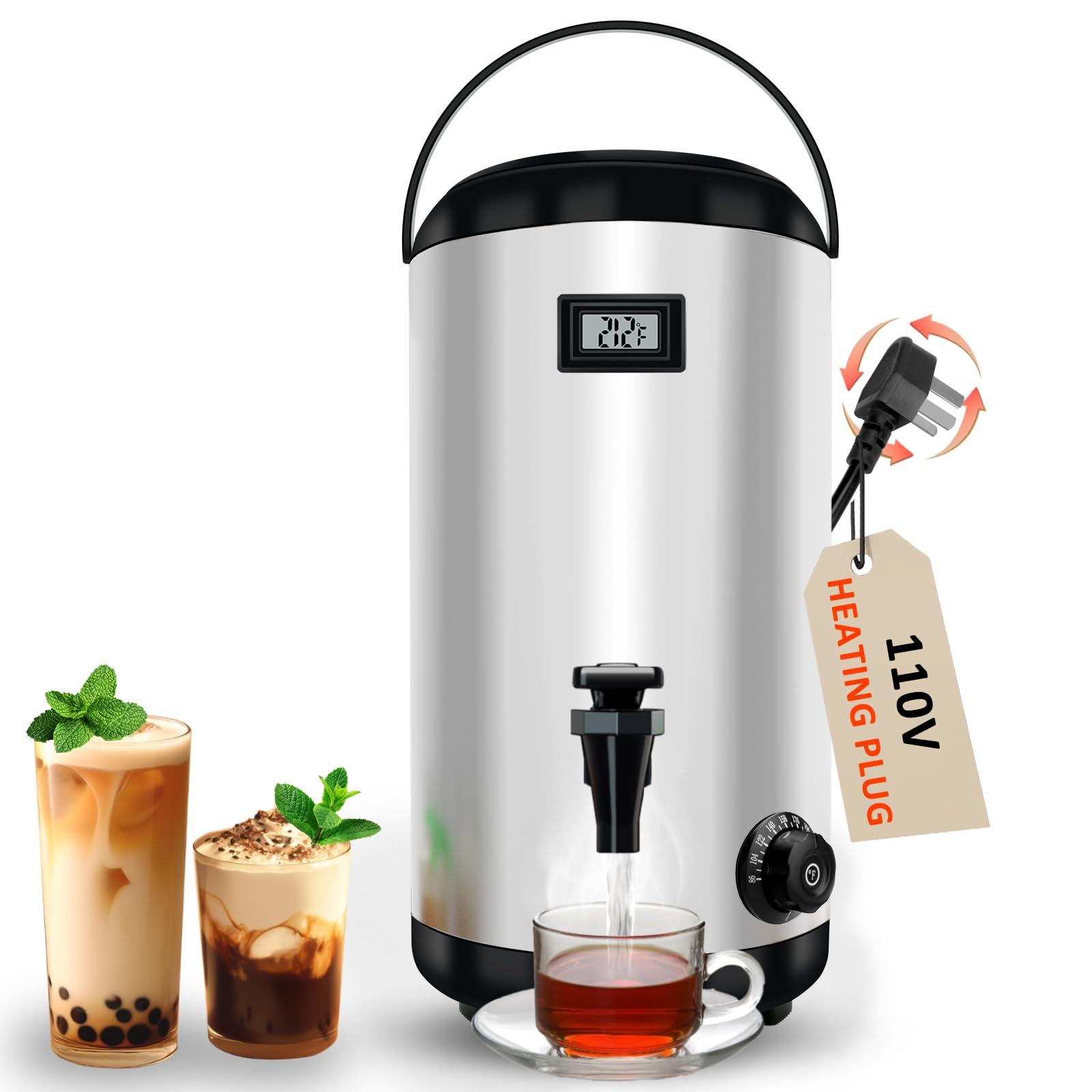 Hijolla Drink Dispenser with Heating Insulated Beverage Dispenser, Electric Heating Beverage Dispenser-75 Cup Hot&Cold water Urn,Stainless Steel Hot Drink Dispenser 12 L/3.2 Gallon for tea,Juice