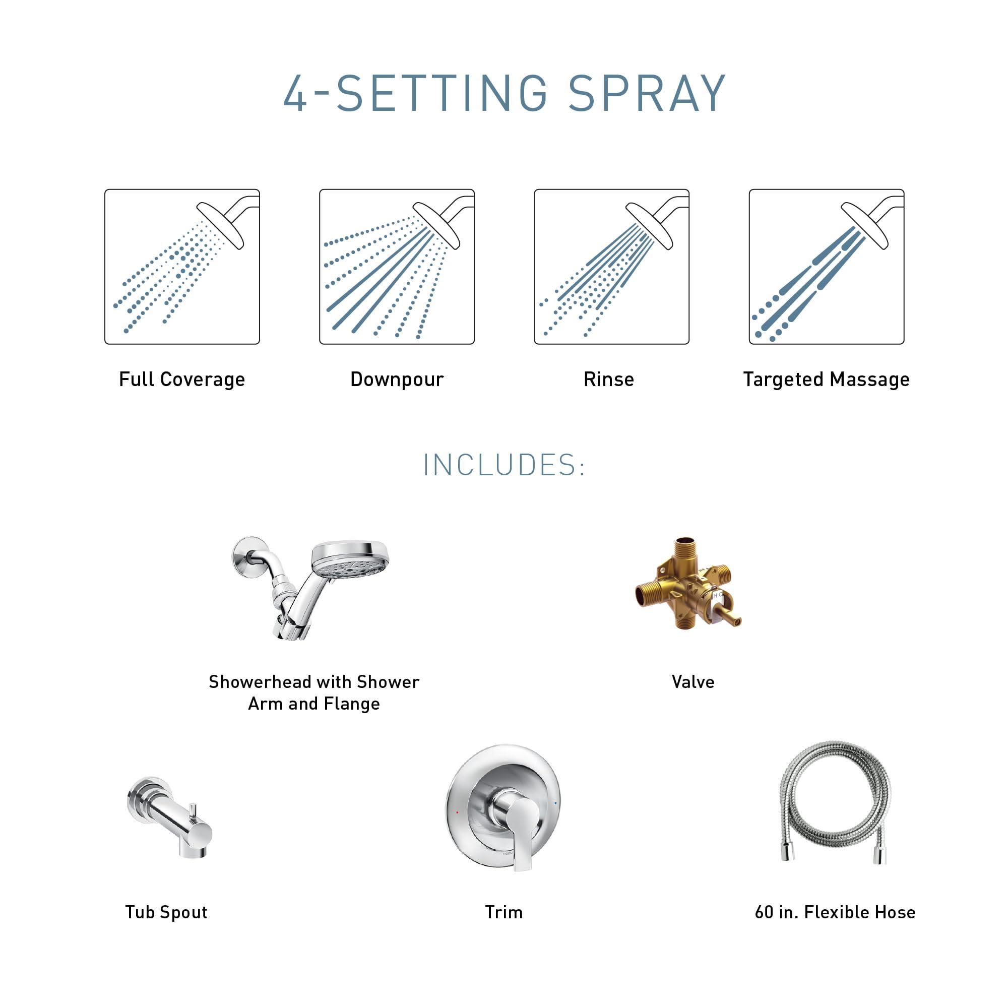 Moen Meena Matte Black Single Handle Modern Shower Faucet Set with Handshower and Tub Spout for Bathtub, Valve Included, 82618BL - Image 5