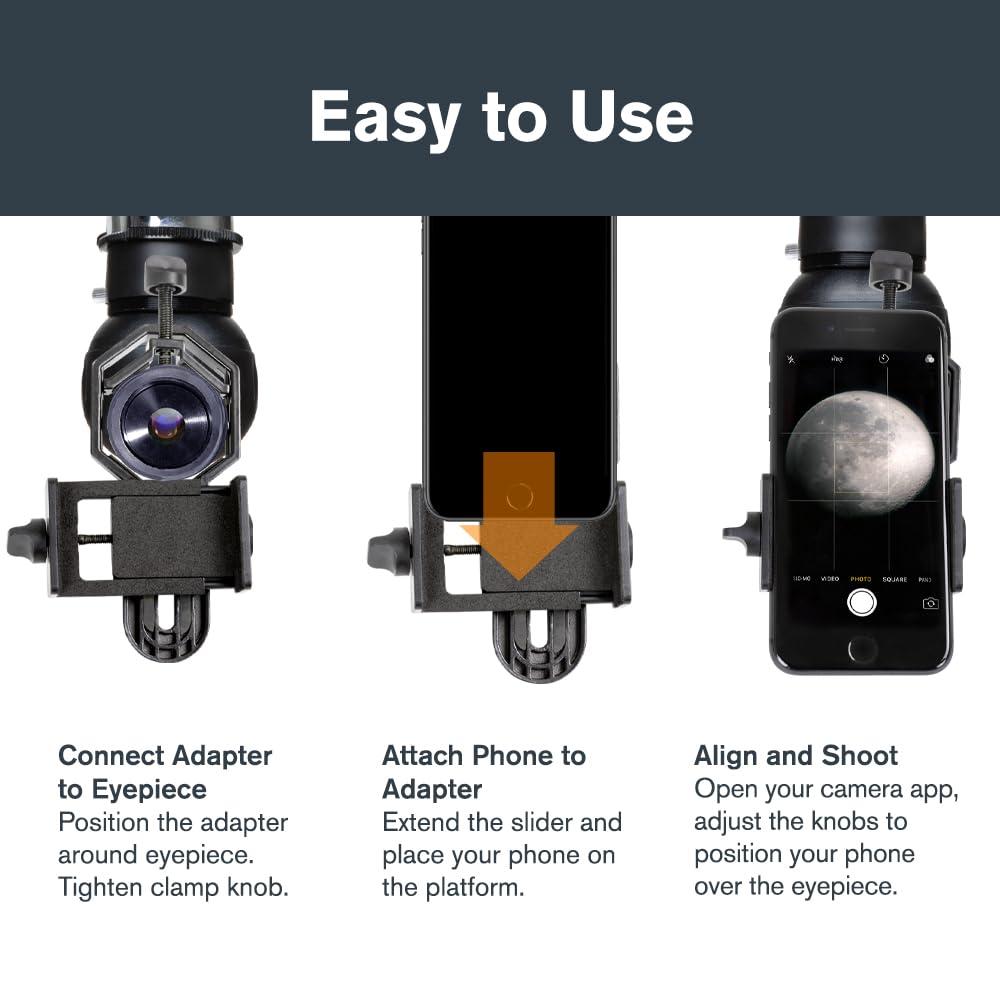Celestron – Smartphone Adapter and Bluetooth Remote for Telescope, Binoculars & Spotting Scopes – Capture Images & Video Through Your Optics – Simple, Durable, Metal Body - Compact and Travel-friendly - Image 3