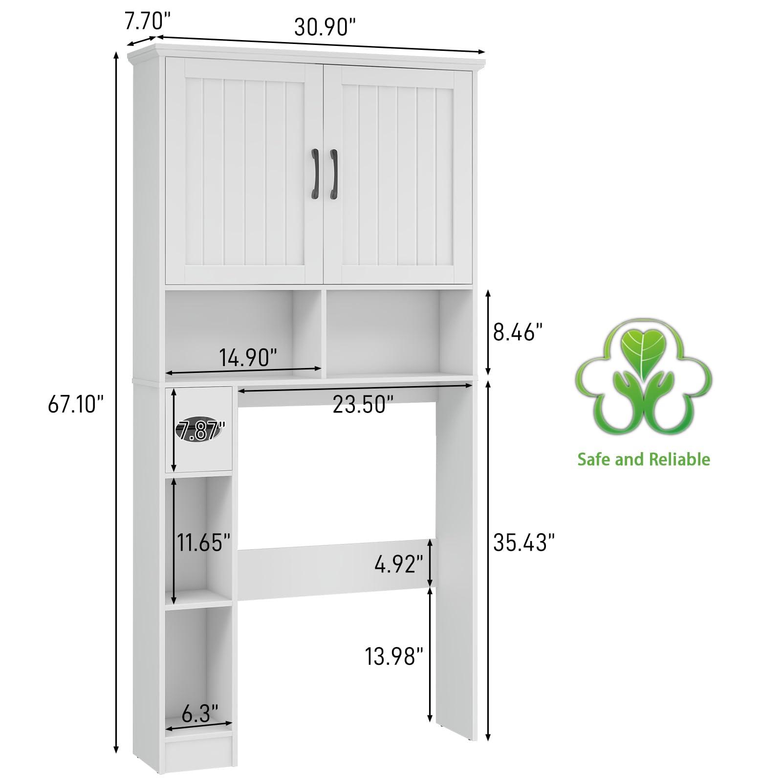 Over The Toilet Storage Cabinet, Farmhouse Storage Cabinet Over Toilet with Barn Door& Toilet Paper Holder Stand，Home Space-Saving Toilet Rack, for Bathroom, Restroom, Laundry. - Image 2
