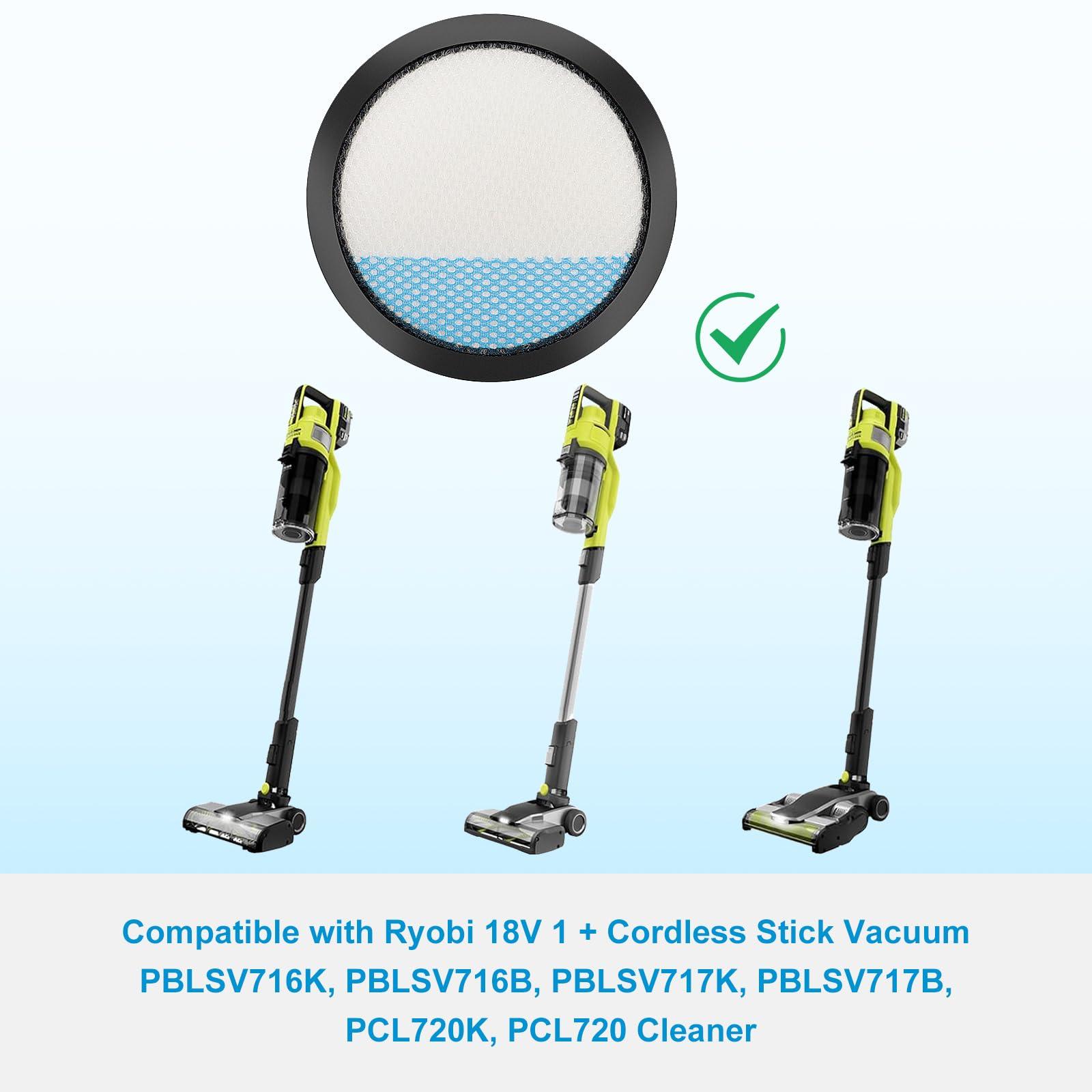Kaulolado 18V ONE + Cordless Pet Stick Vacuum Filter for Ryobi, PCL720, PBLSV716, PBLSV717 Stick Vacuum, Reusable Washable Filters, Compare to Part A32SV720N, 6 Pack - Image 2