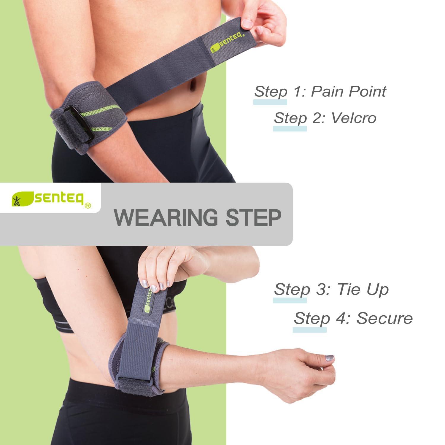 SENTEQ Elbow Brace Support Strap - Forearm Compression Sleeve, Tennis Elbow Brace for Men and Women, Fit Wrap Band for Weightlifting, Tennis, Golf Pressure Relief & Sports Injury Recovery, 1ct, 1-Pack - Image 2