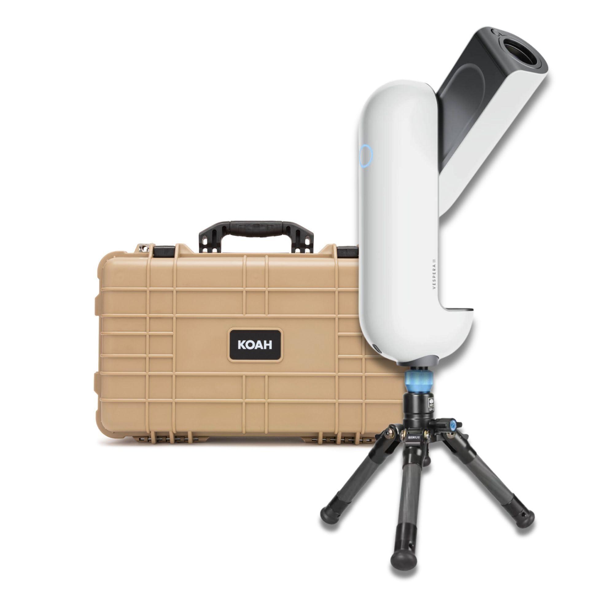 Vaonis Vespera II Smart Telescope - Portable Astronomy Device with App Connectivity - Exploration Station - Fully Automated, and Ultra-Light Bundle with Protective Hard Case, and Tripod (3 Items)