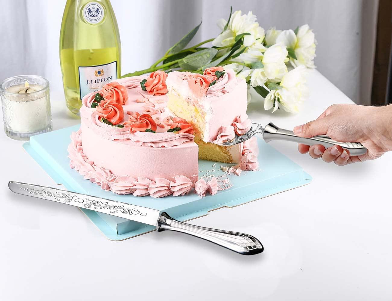 HISSF Cake Knife and Server Set,18/10 Stainless Steel Cake Cutting Set, Sweet Love Cake Serving Set Perfect For Wedding, Birthday,Home, Parties and Events - Image 5