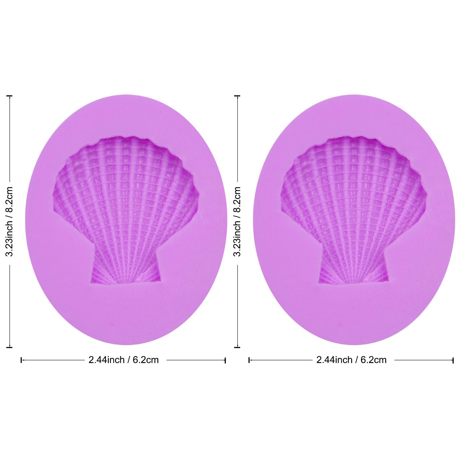 Seashell Silicone Molds, Large Scallop Shell Fondant Molds for Cake Decoration Chocolate Soap Crafting, Purple, 2-Pack - Image 3