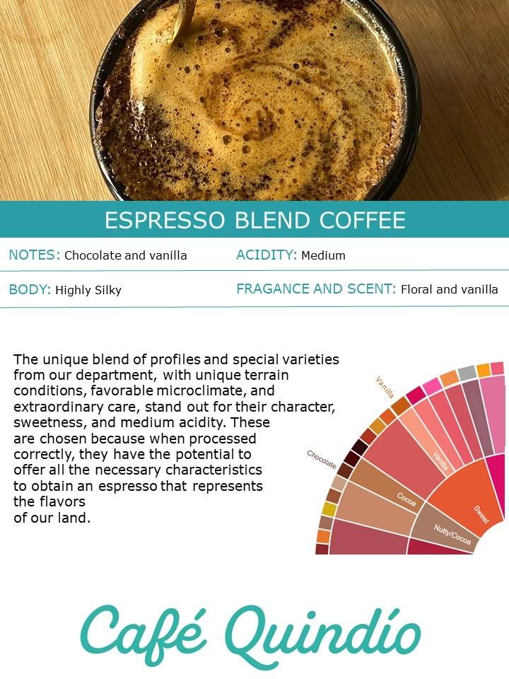 Cafe Quindio Espresso Blend - Medium/Dark Roast 100% Colombian Excelso Ground Arabica Coffee - 35.2 Ounce Bag (1kg) - Image 9