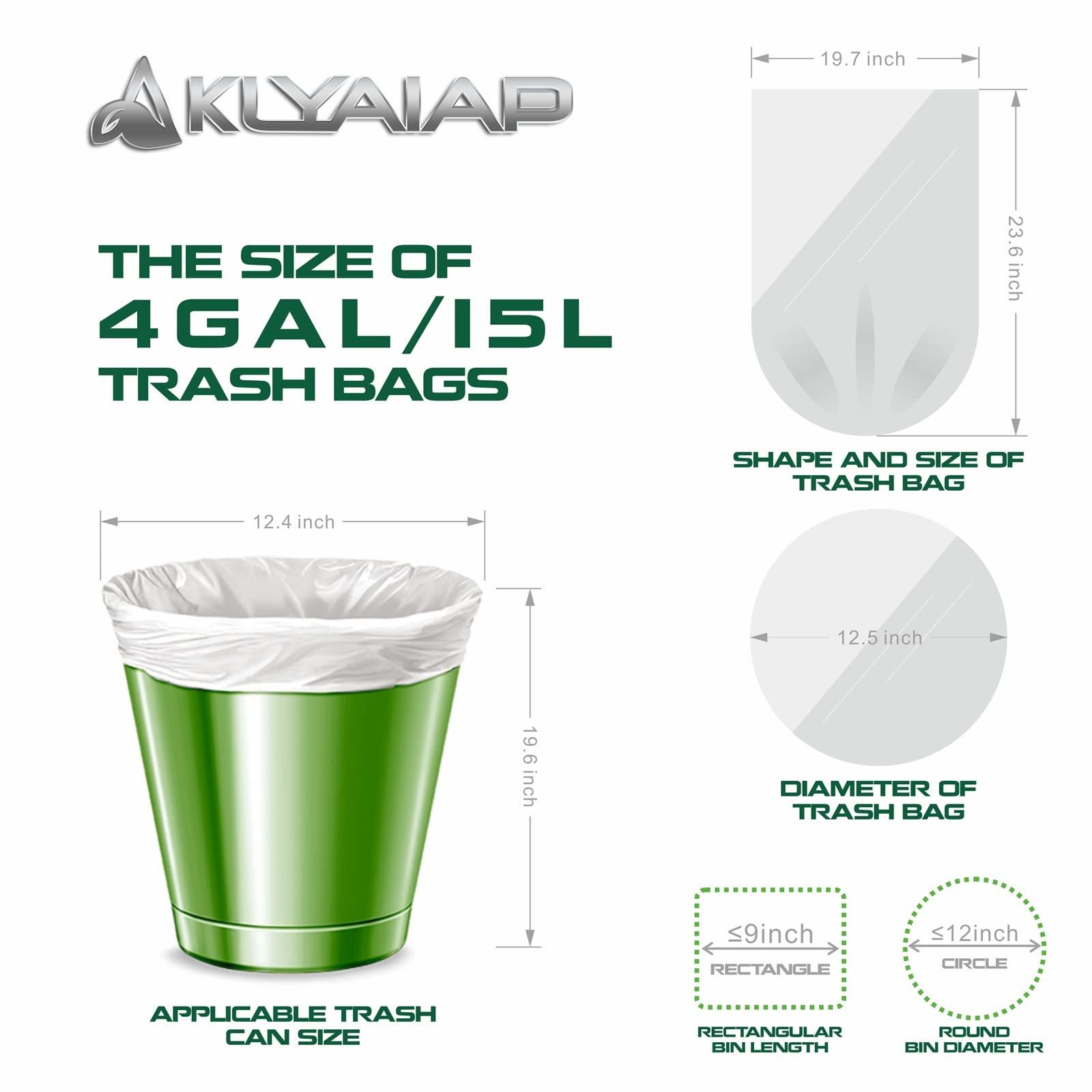 220 Counts Aklyaiap 4 Gallon Trash Bag,Tear & Leak Resistant Bathroom Biodegradable Small Garbage Can Bags Unscented for Home & Kitchen, 5Rolls, White - Image 2