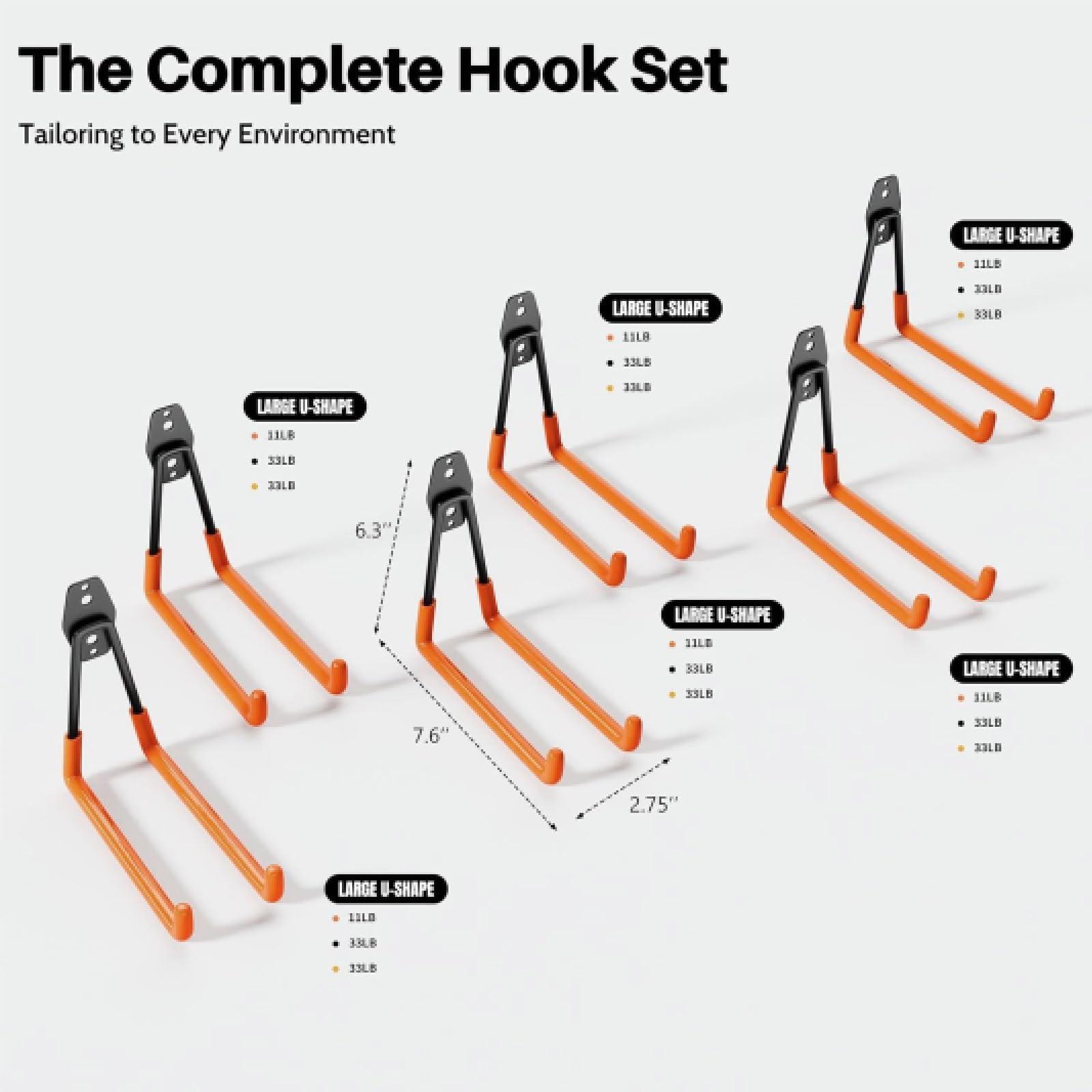 Wallavant Garage Hooks Heavy Duty, 8 Pack Wall Mount Storage Hangers with Extension Cord Holder Organizer, for Power Tool, Garden Tool, Utility, Ladder, Hose and More - Image 2