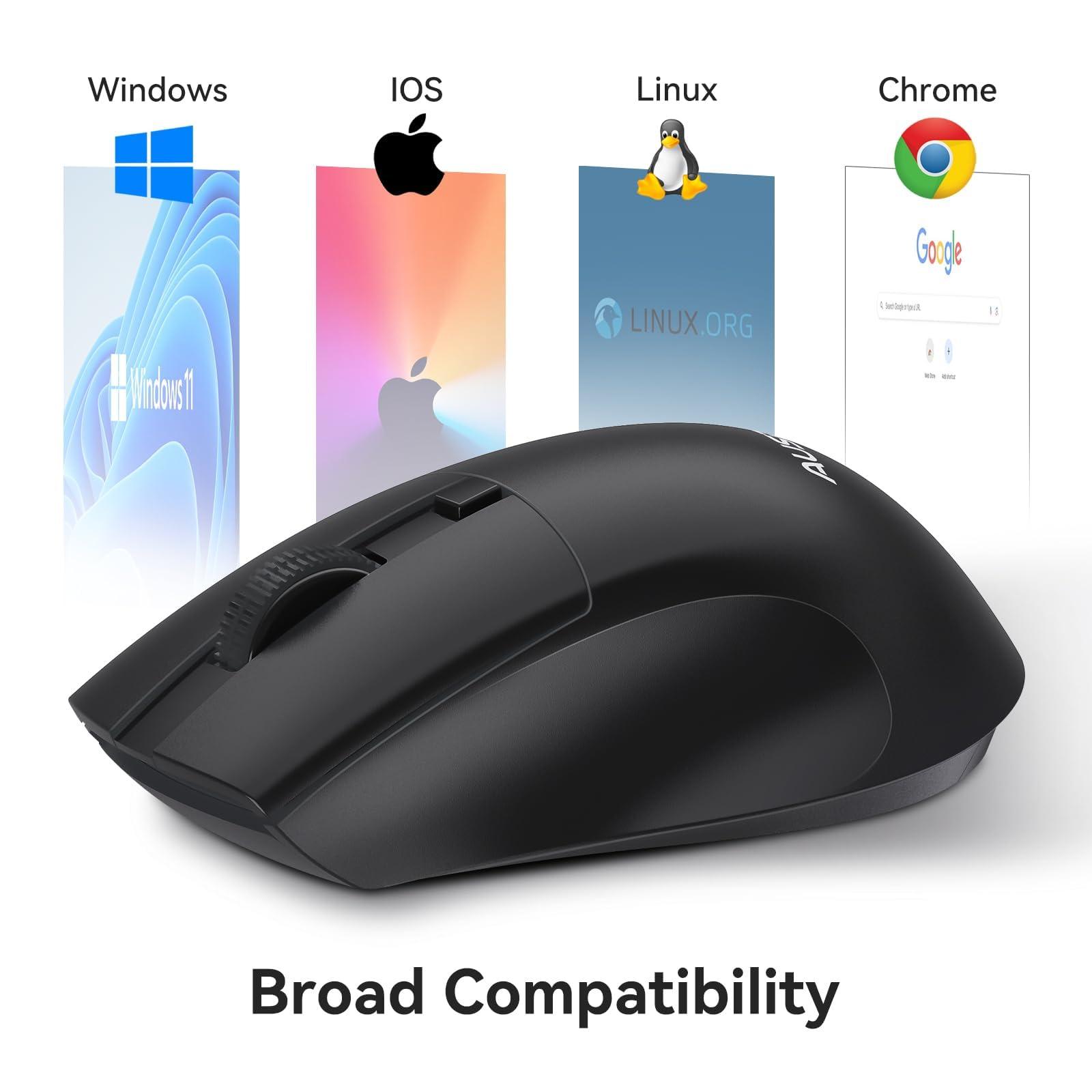 AUSDOM Wireless Mouse for Laptop - Computer Mouse with 2.4G USB Mini Receiver, 1600 DPI Optical Tracking, Cordless Portable Computer Mice for PC, Mac, Notebook, Black - Image 6