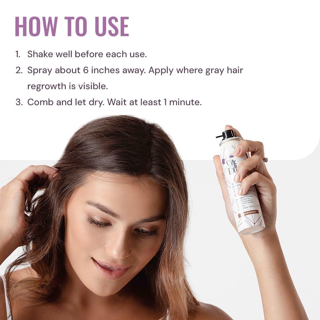 Medium Brown Root Concealer - Touch Up Spray For Medium Brown Hair Color - Temporary Instantly Covers Grey Hair, Pack of 1 - Image 3