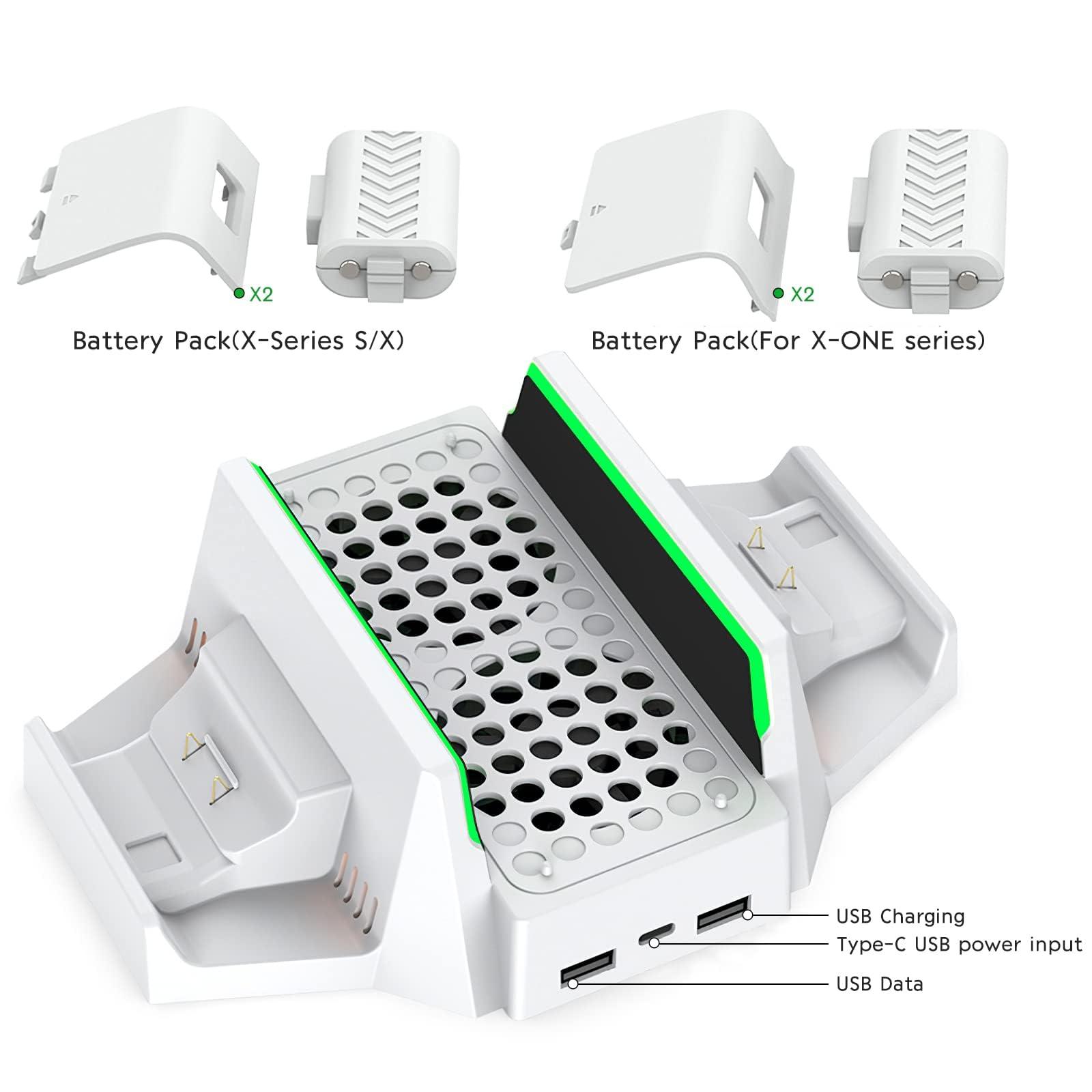 Cooling Stand for Xbox Series S with Dual Cooling Fan 3 Level Adjustable Speed, Dual Controller Charger with LED Indicator USB Port - 2 x 800mAh Rechargeable - Image 5