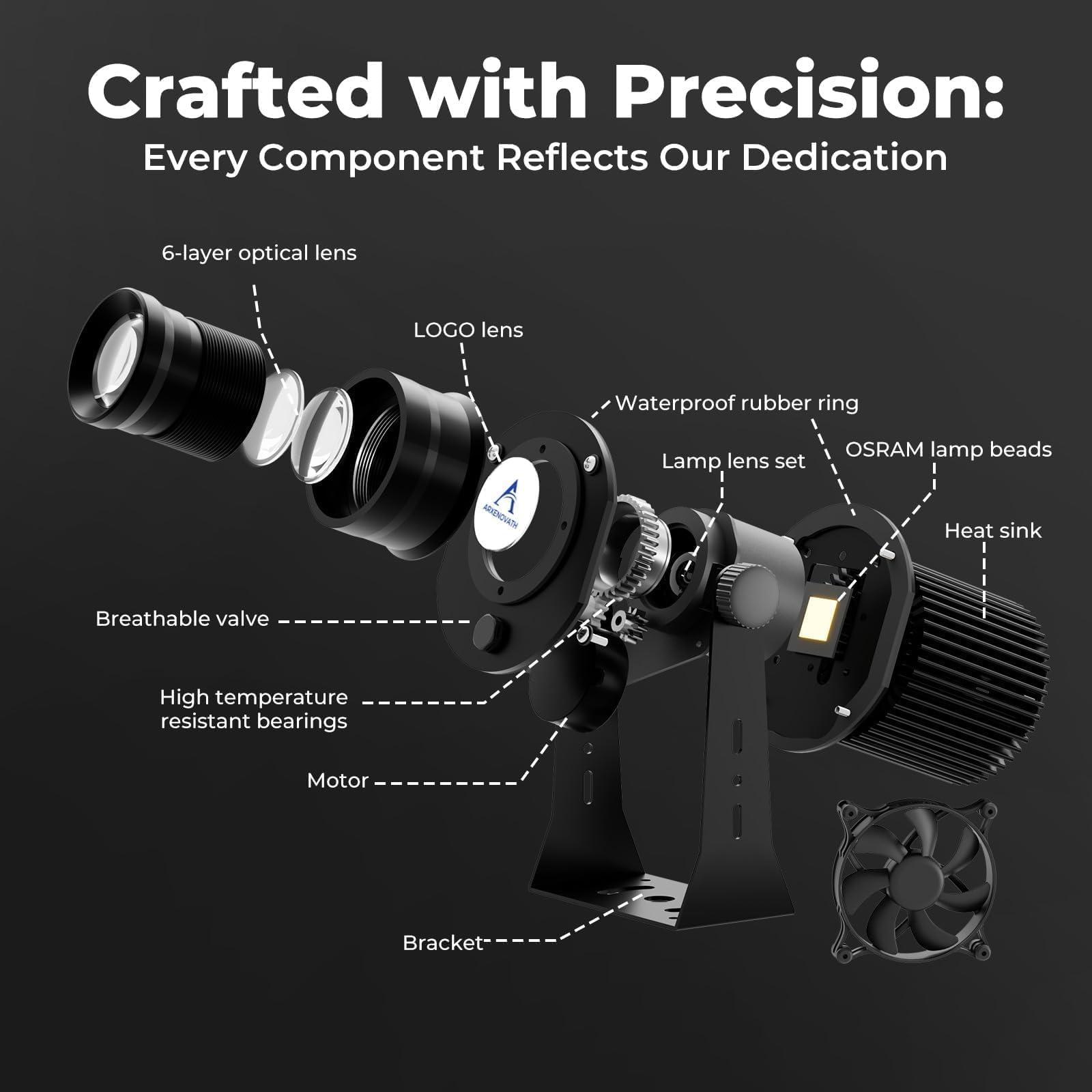 ARXENOVATH 50w Logo Projector for Business Custom GOBO Projectors Rotating Store Floor Personalized Wall Outdoor Waterproof IP67 Image for Shop Advertising,Wedding Stage - Image 8