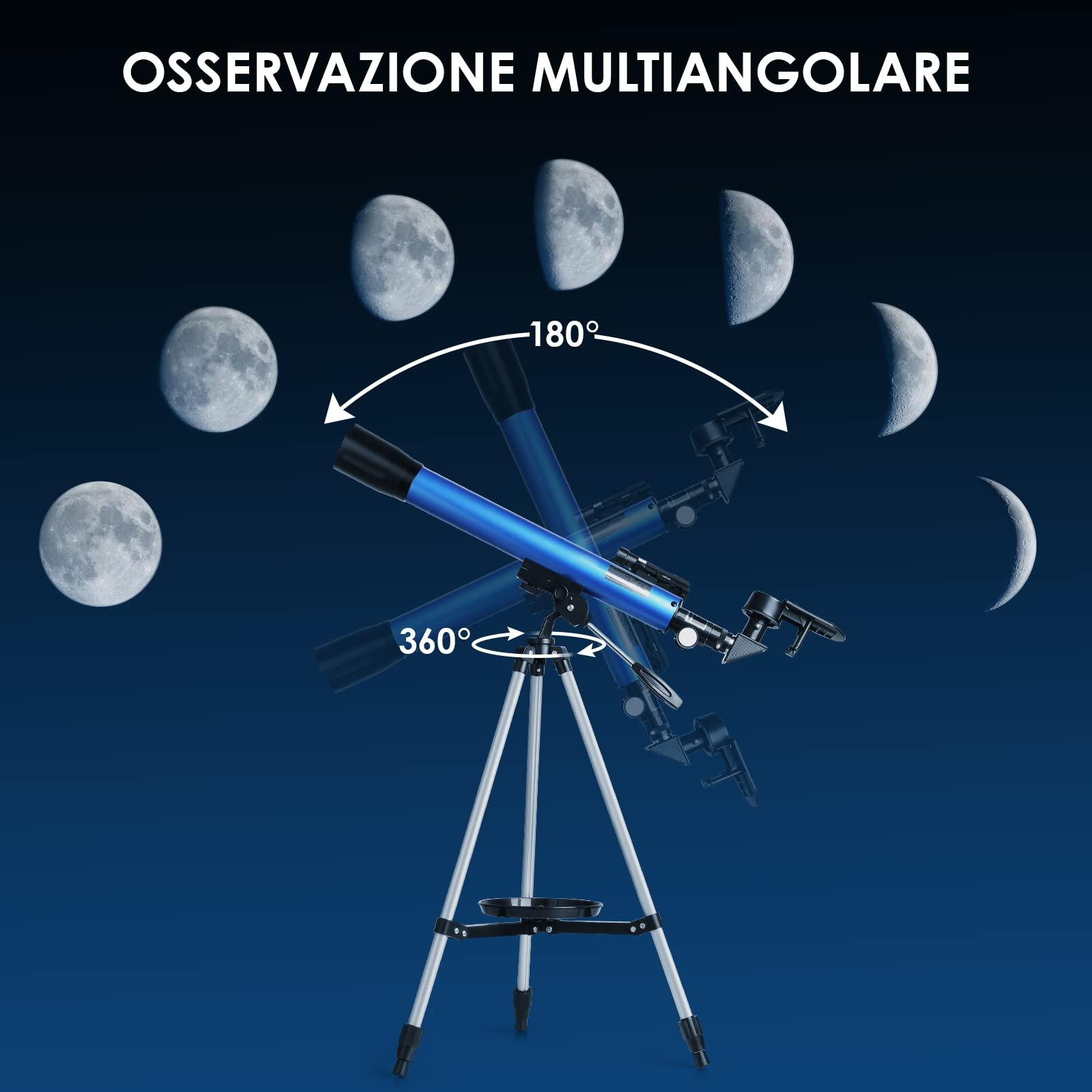 Telescope with Red Dot Finder, 50/600MM Astronomical Refracting Telescope with Retractable Tripod, Multi-Coated High Transmission Telescope for Beginners with Phone Adapter - Image 4