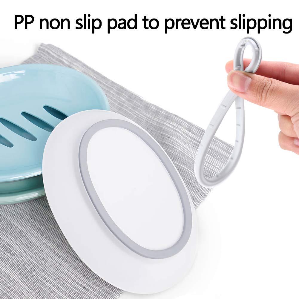 WYOK 2-Pack Soap Dish with Drain Plastic Sponge Holder Easy Cleaning Soap Saver Tray Caddy Keep Dry Stop Mushy for Shower Bathroom Kitchen(Grey) - Image 6