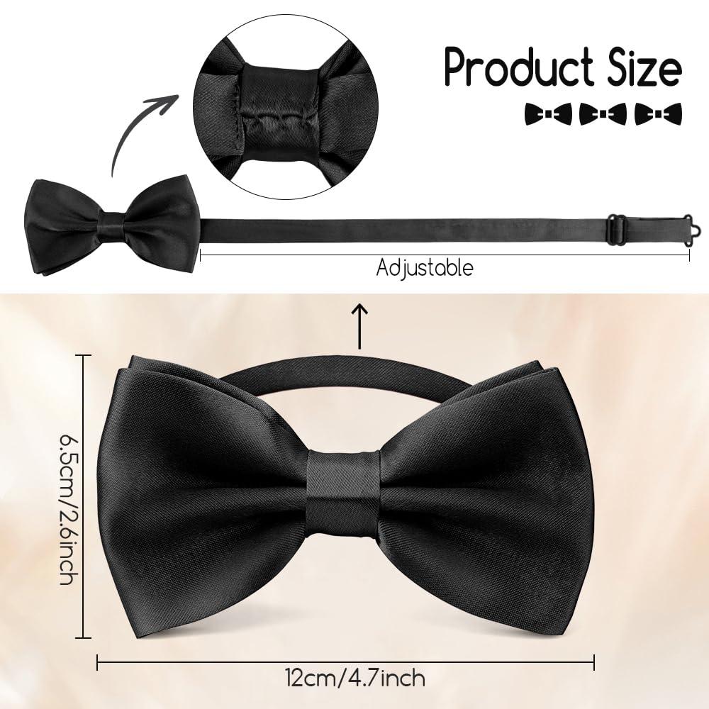 Bluckincle Bow Ties for Men,Mens Bow Tie,Black Ties for Men,Black Tie Adjustable Solid Color Pre-tied for Boy Party Wedding - Image 2